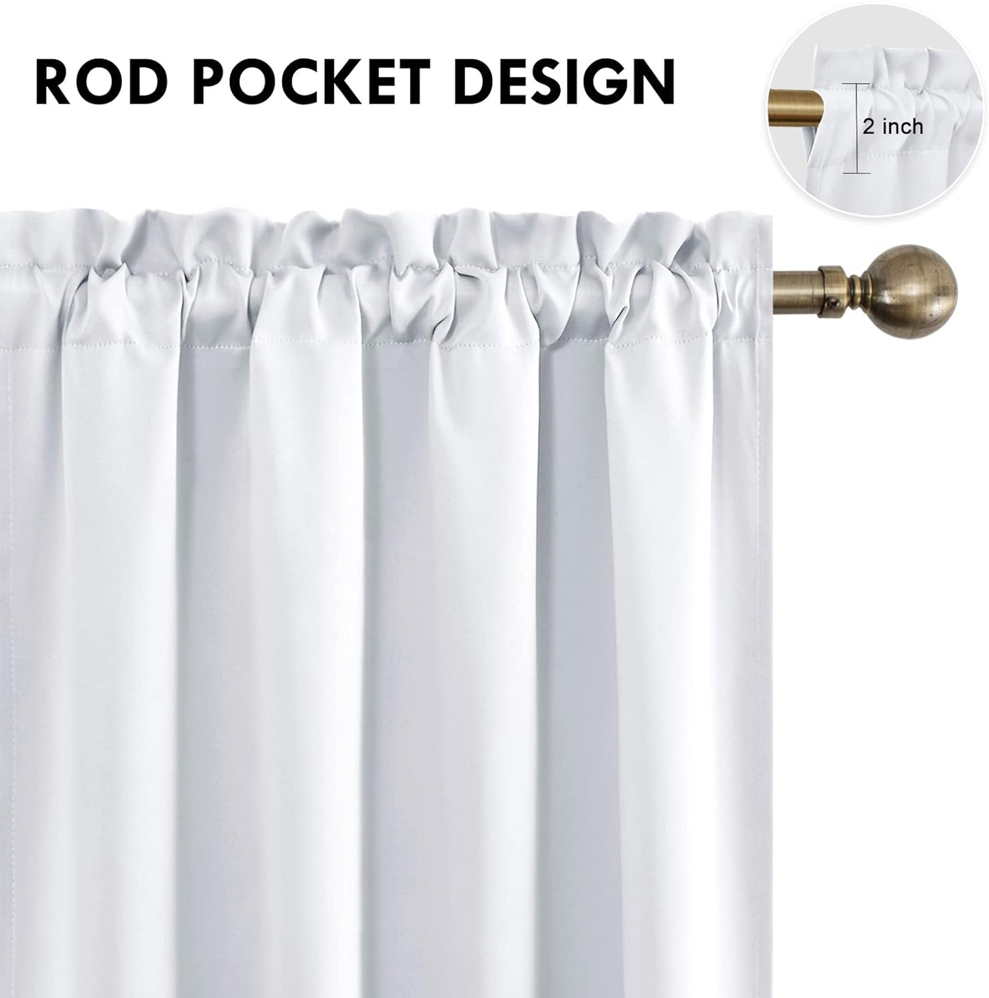 DWCN White Room Darkening Blackout Curtains - Thermal Insulated Privacy Energy Saving Window
