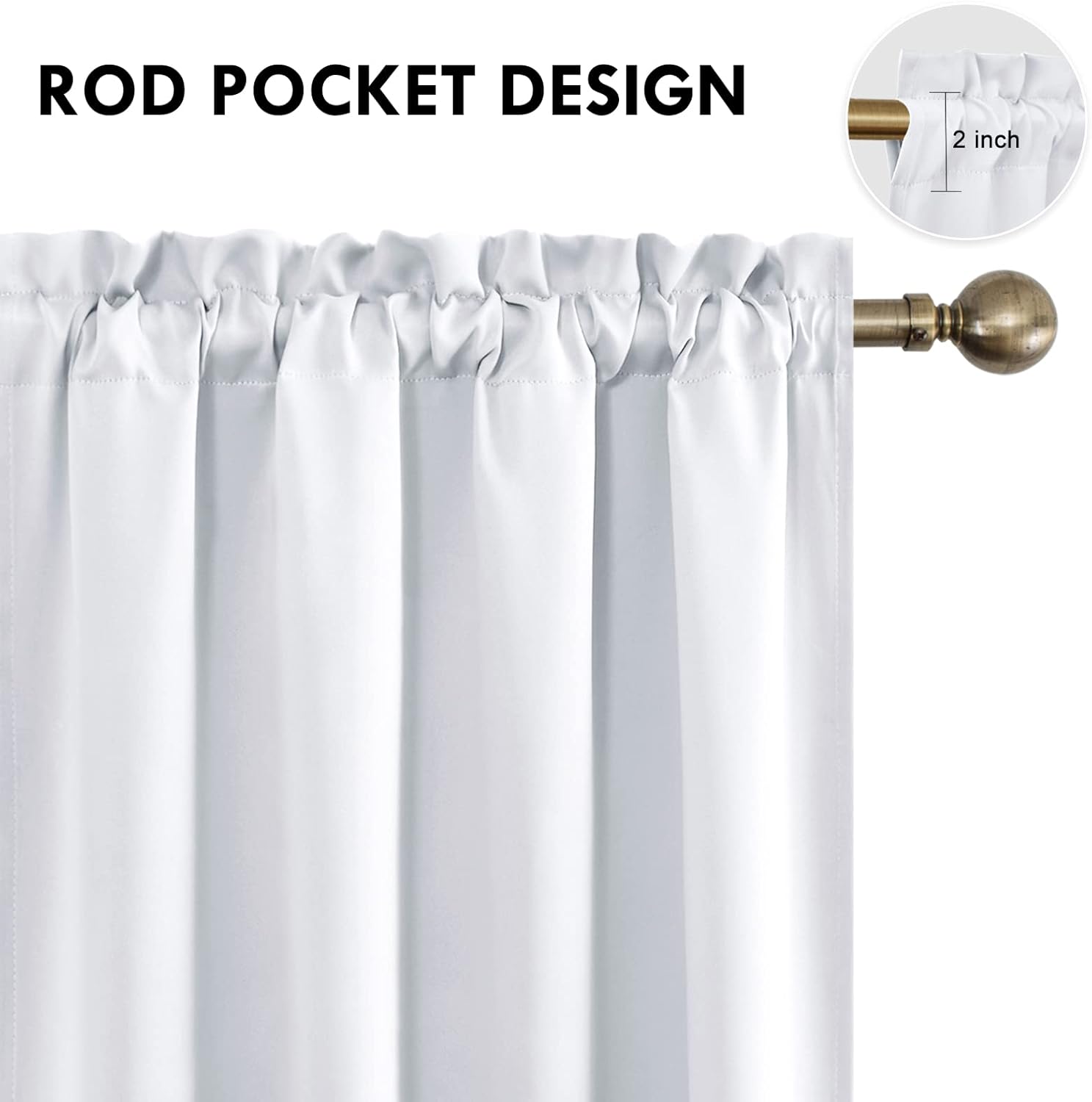 DWCN White Room Darkening Blackout Curtains - Thermal Insulated Privacy Energy Saving Window