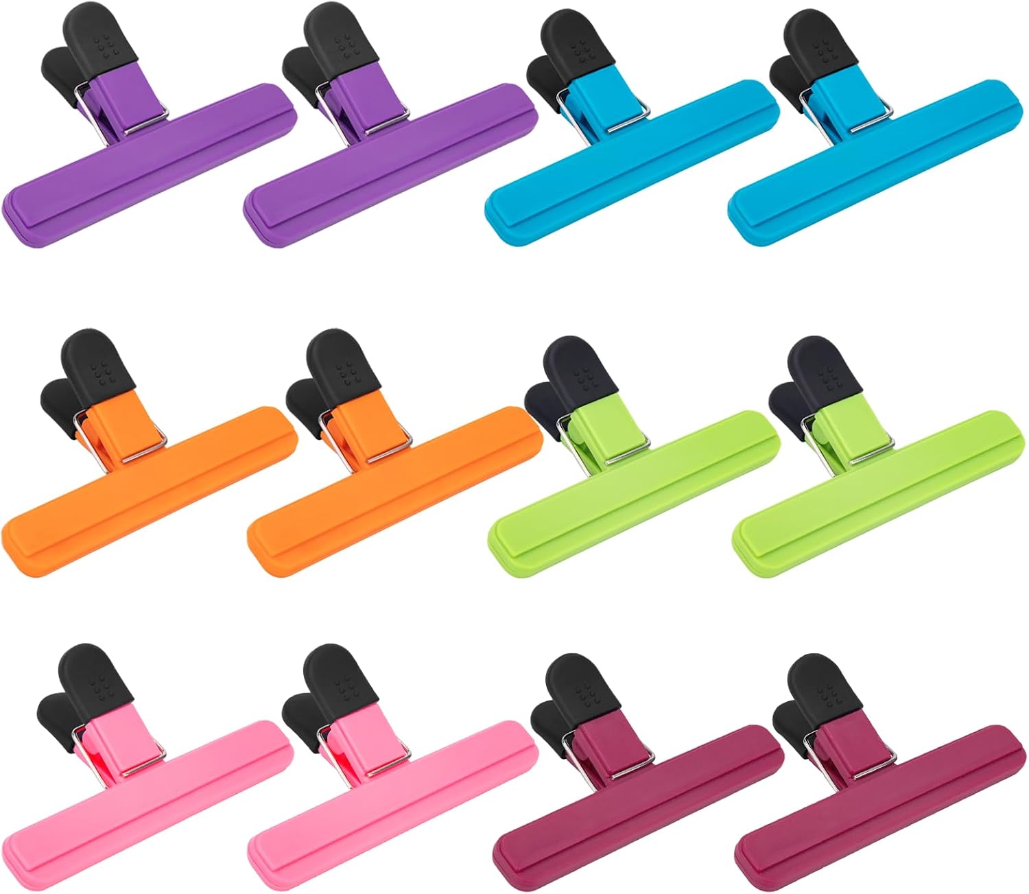 OWLKELA Chip Clip, 12 Pack Colors Wide Open Bag Clips for Food Storage, Heavy Duty Seal Grips