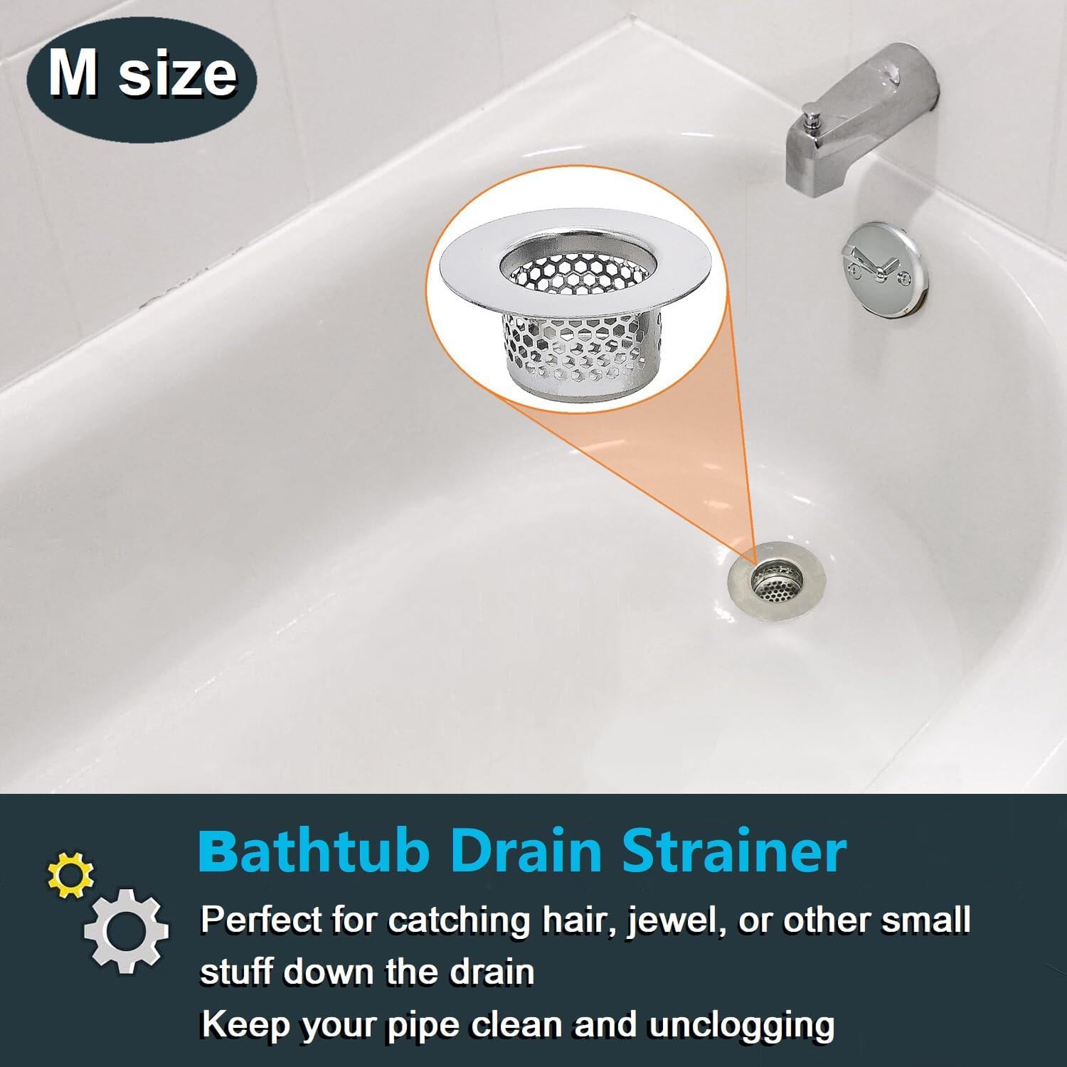 Bathroom Drain Strainers (Set of 3 Sizes), Hair Catcher for Bathroom Sink Bathtub Shower Floor