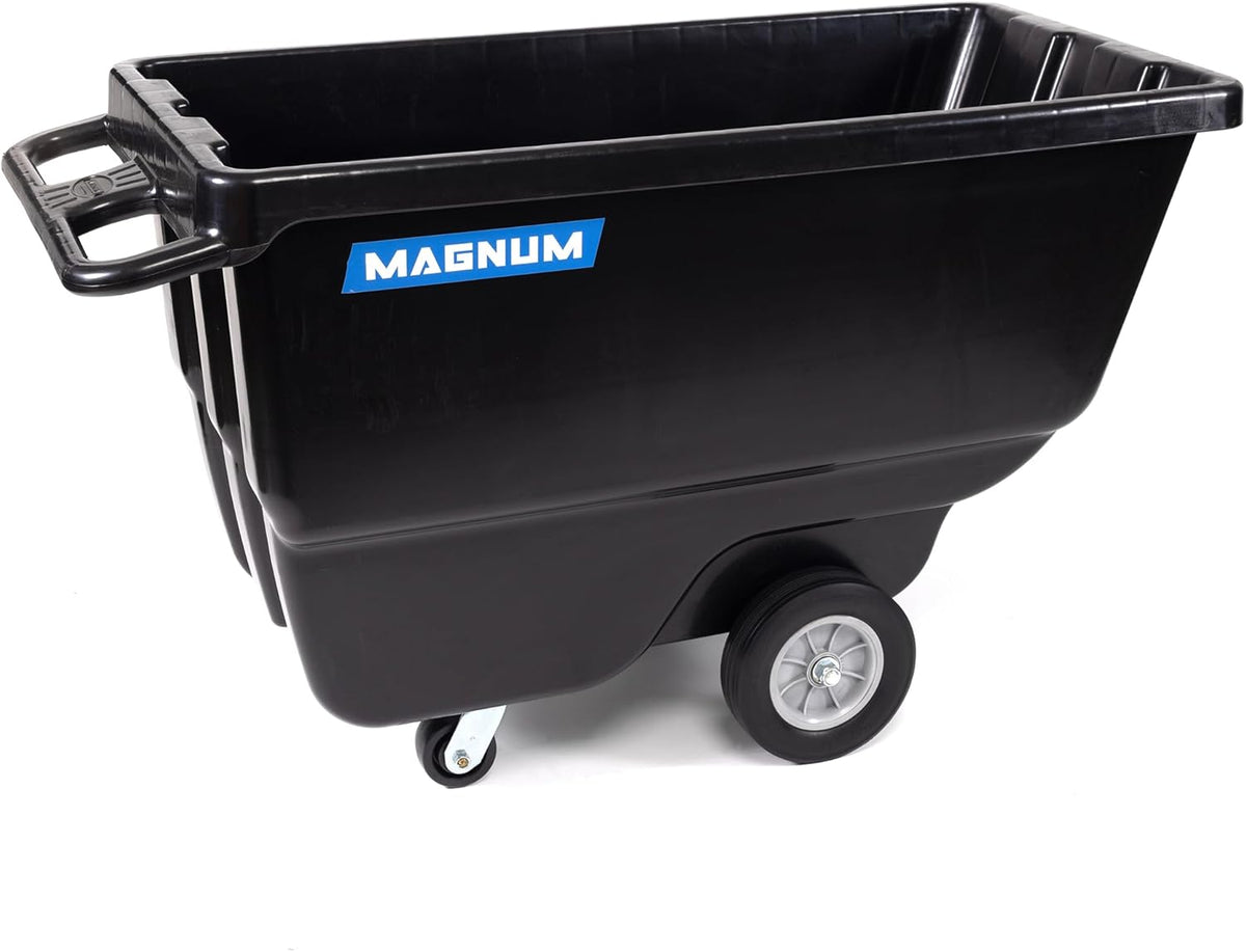 Tilt Truck, 1/2 Cu. Yd. Capacity Dump Cart with Heavy Duty 12” Wheels & 5” Casters for Handling