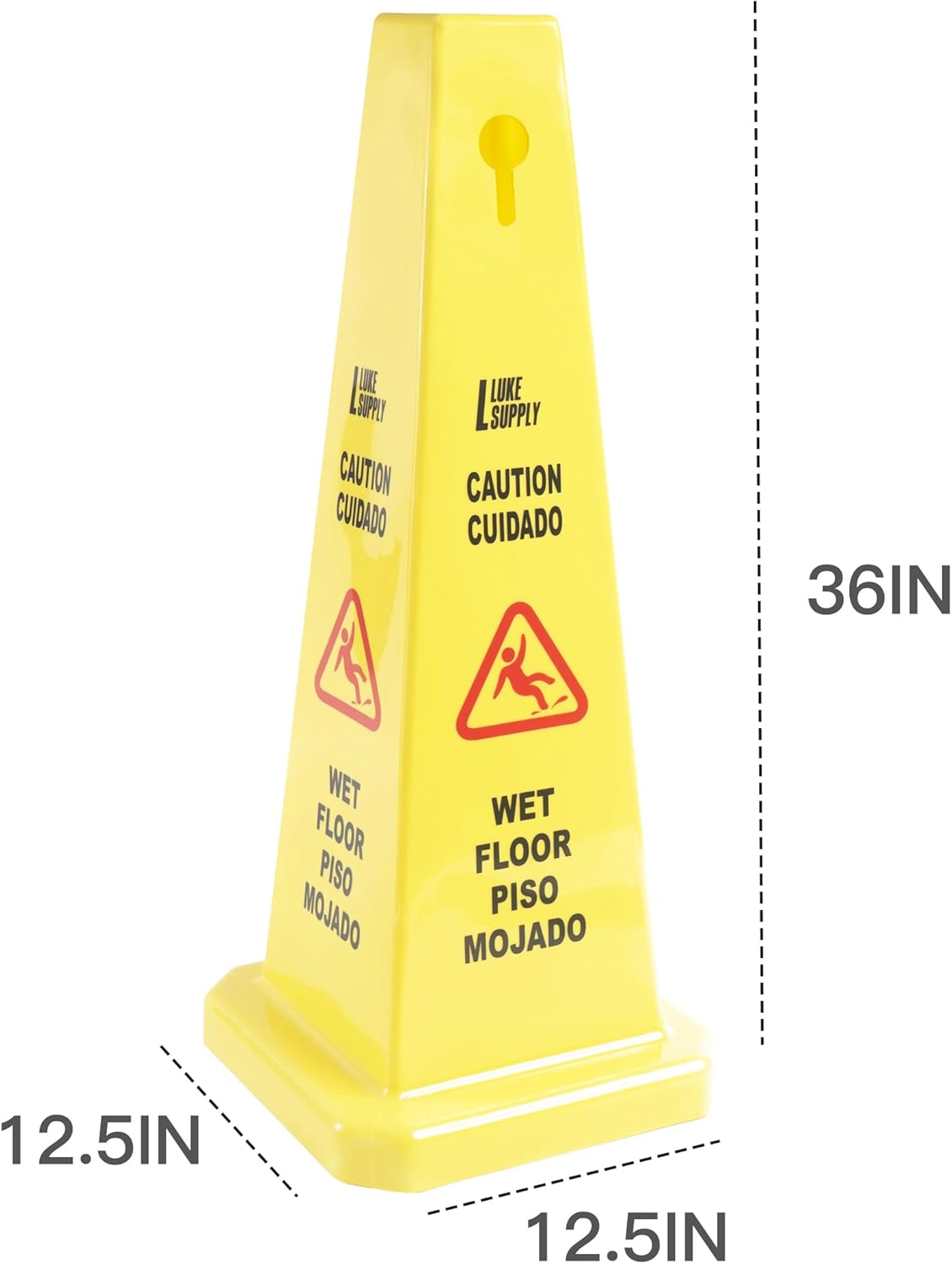 MATTHEW CLEANING 3 Packs 36” Caution Wet Floor Safety Cones for Indoors and Outdoors,Bright Yellow
