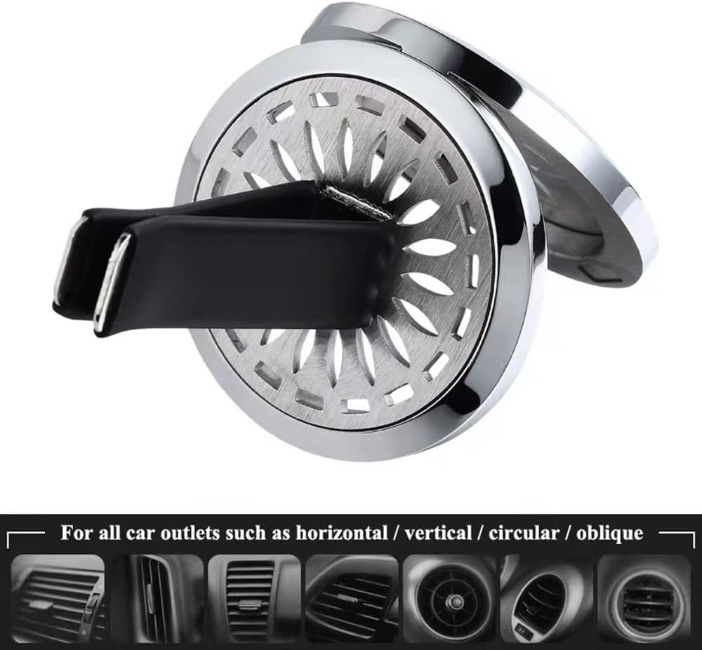 2Psc Black Car Aromatherapy Essential Oil Diffuser Locket Tree of Life Pattern Stainless Steel Car
