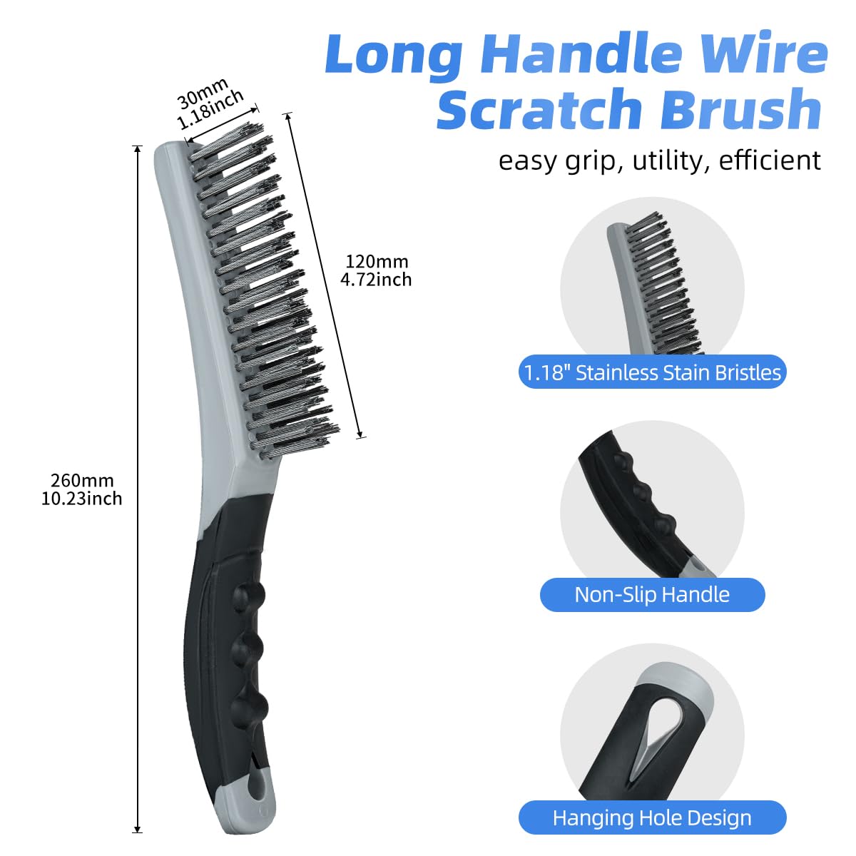 7 PCS Wire Brush Set, Brass Wire Brush and Stiff Bristle Metal Brush with Handle, Heavy Duty
