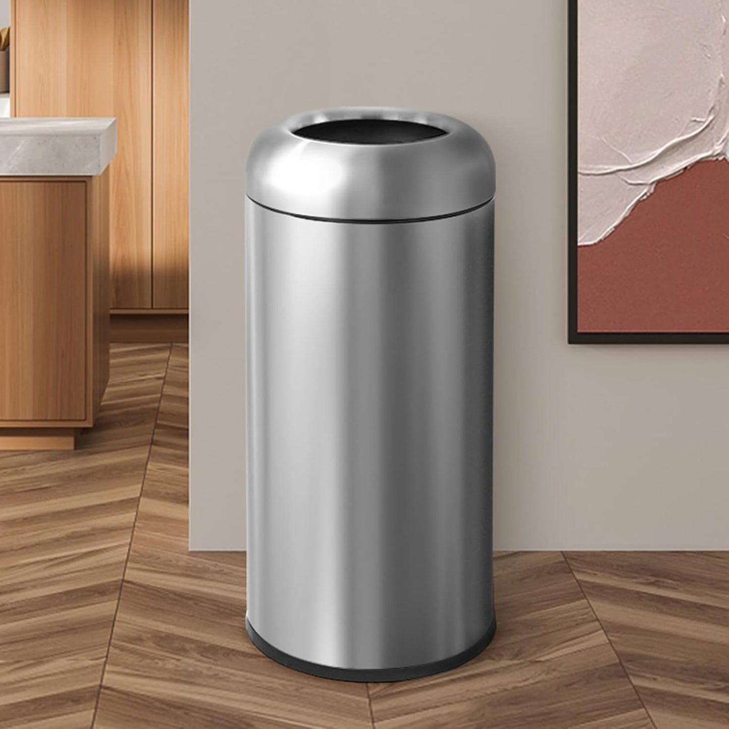 BEAMNOVA 16.5 Gallon Trash Can Black Open Top Large Outdoor Indoor Commercial Stainless Steel
