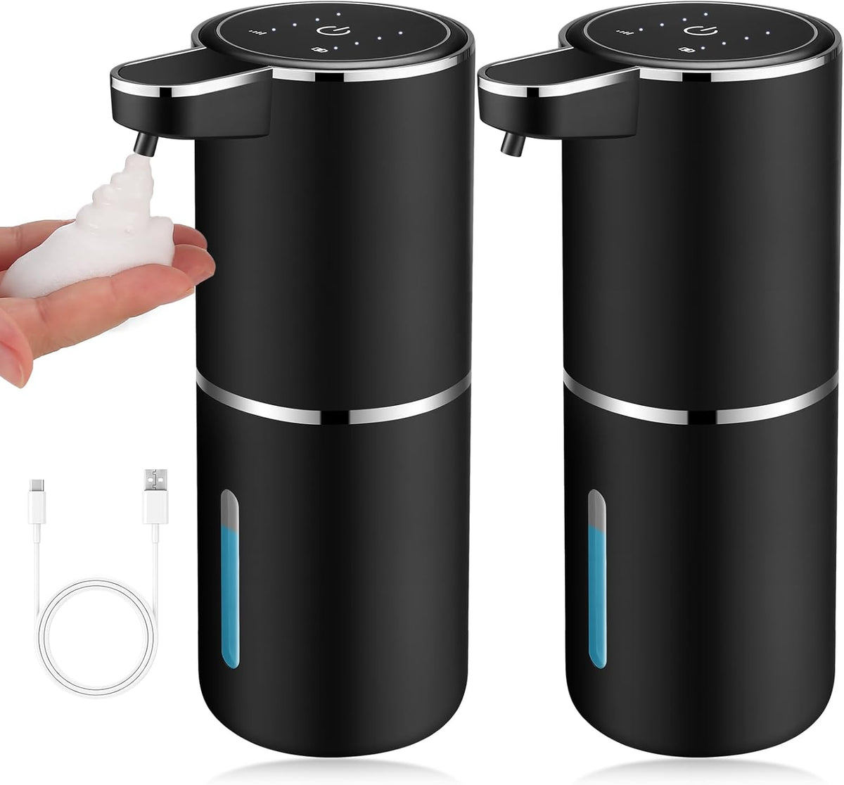 2 Pack Automatic Soap Dispensers,12.8oz/380ml USB Touchless Automatic Foaming Soap