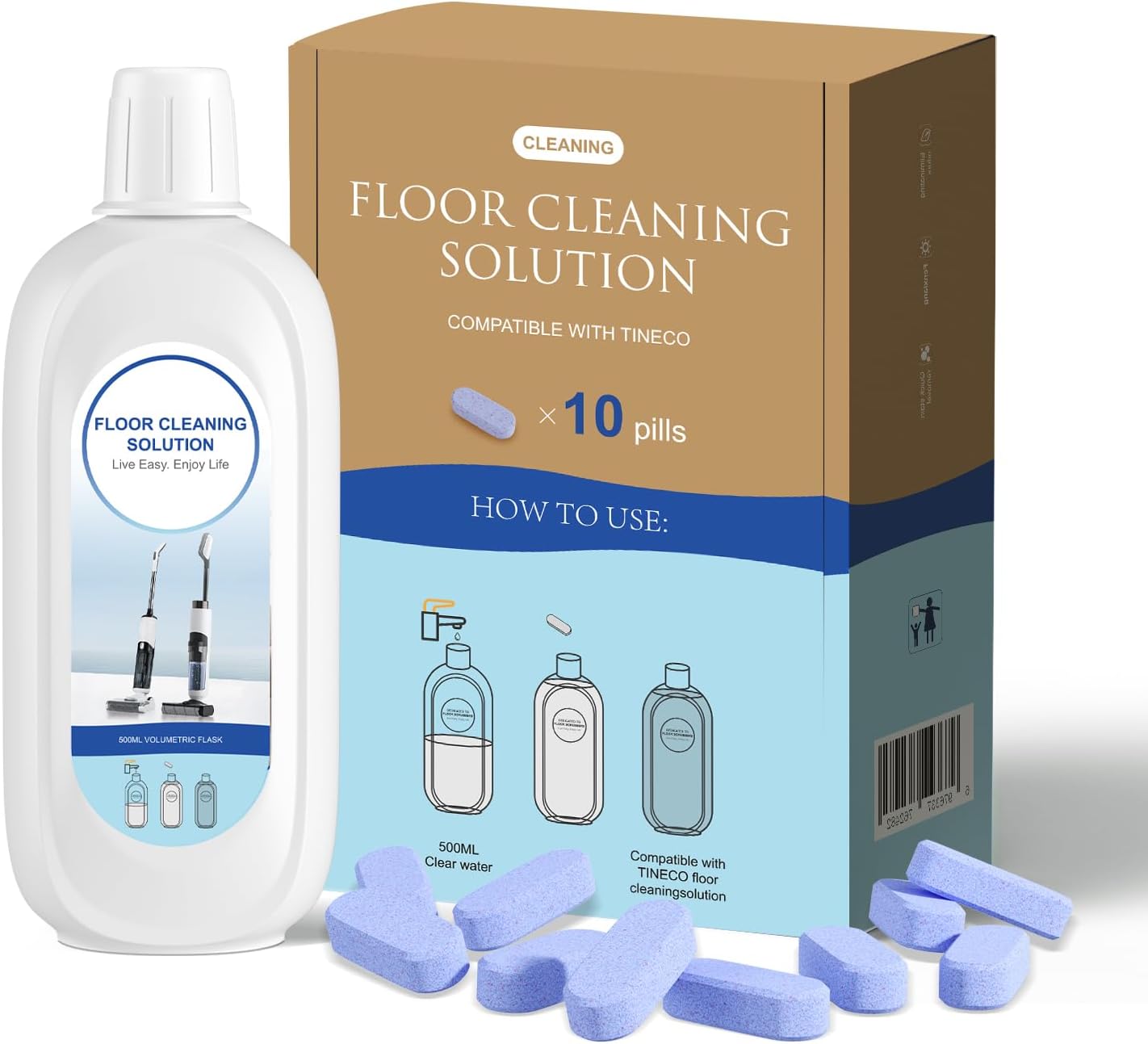 10 Bottles Compatible with Tineco Cleaning Solution Pet 500ml Per Bottle Lavender Scents Floor