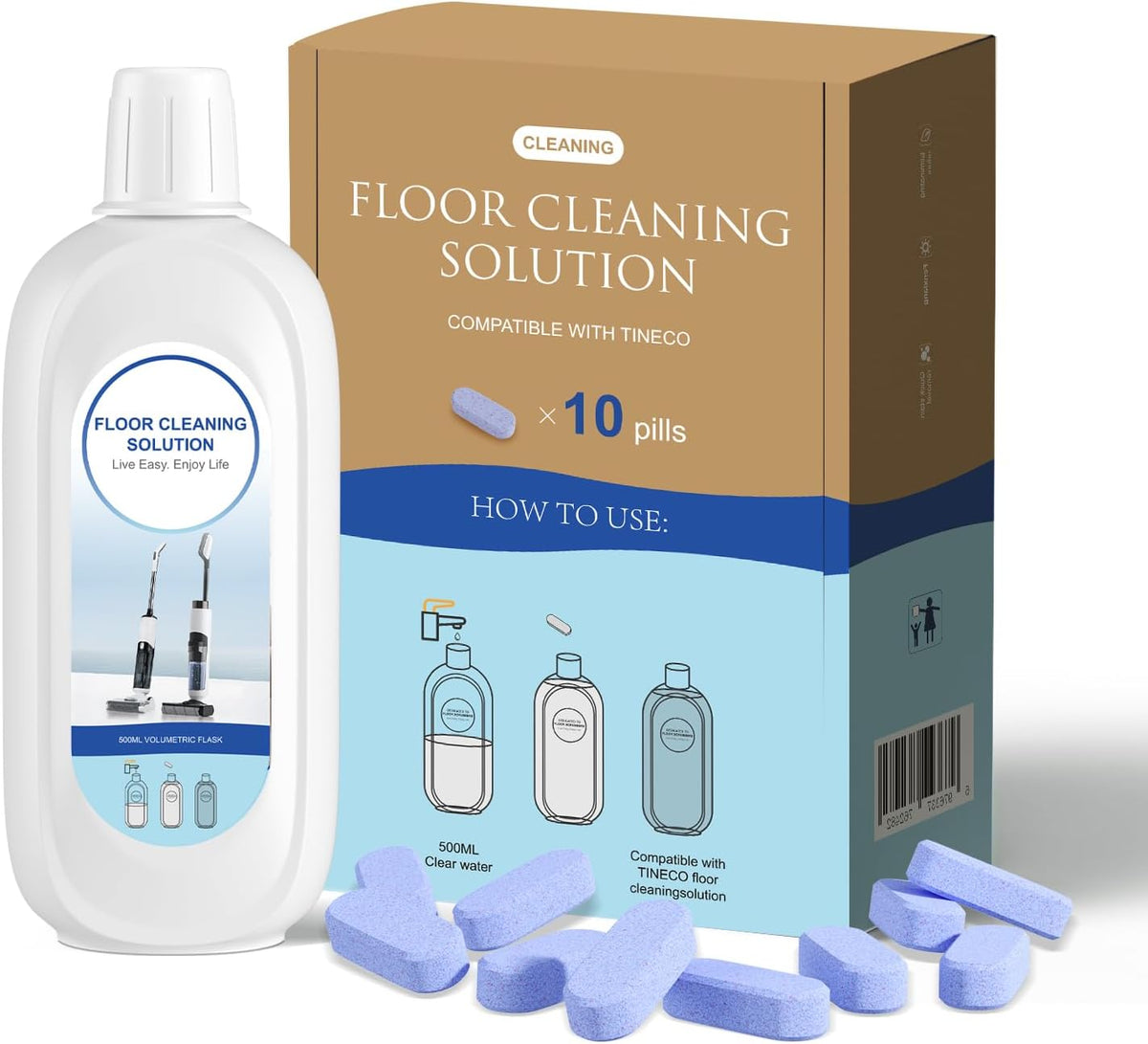 10 Bottles Compatible with Tineco Cleaning Solution Pet 500ml Per Bottle Lavender Scents Floor