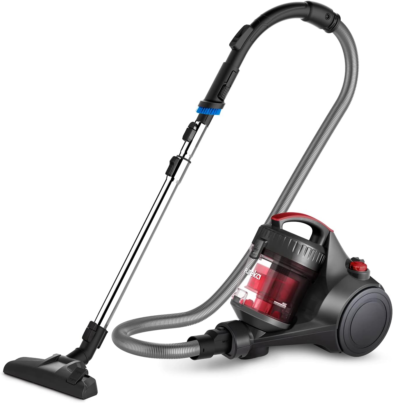 Eureka Bagless Canister Vacuum Cleaner, Lightweight Vac for Carpets and Hard Floors, Red, Whirlwind