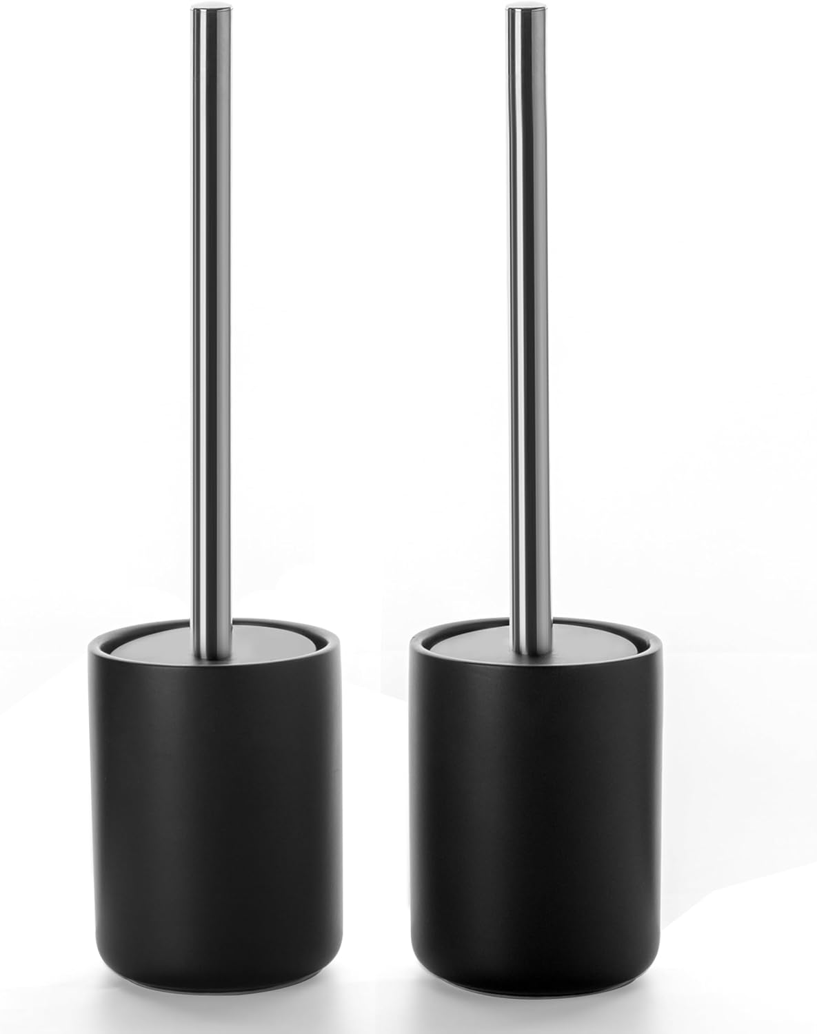 Ceramic Toilet Brush & Holder Set - Freestanding Deep-Cleaning Toilet Bowl Cleaner Brush, Stainless