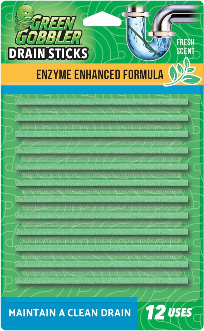 Green Gobbler Drain Cleaner and Deodorizer Sticks with Enzymes - Maintain a Clean Drain, Safe for
