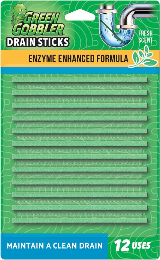 Green Gobbler Drain Cleaner and Deodorizer Sticks with Enzymes - Maintain a Clean Drain, Safe for