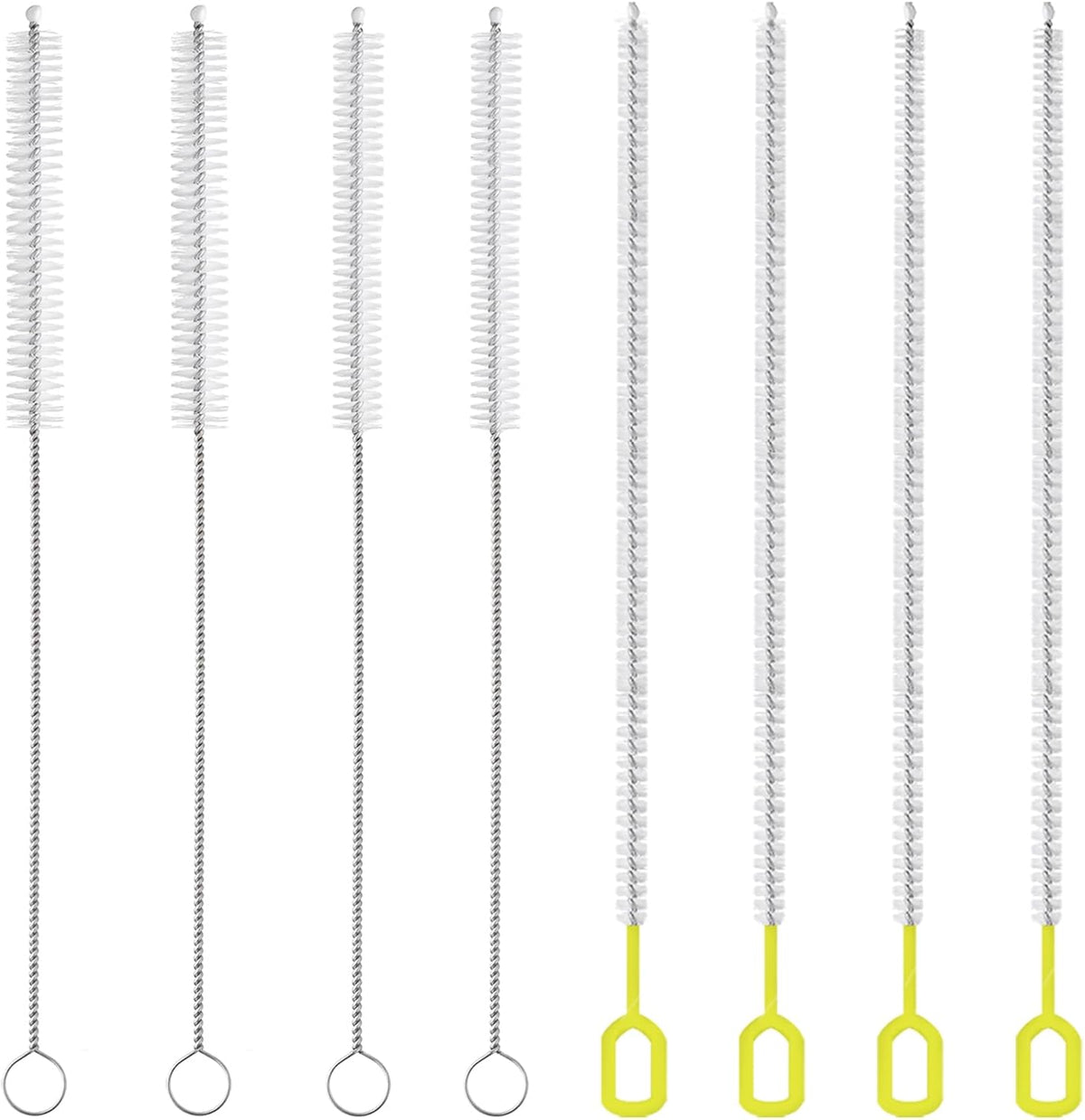 8-Piece Straw Cleaner Brush Set for Cleaning Straws - (4-Size) Extra Long Nylon Pipe Cleaners