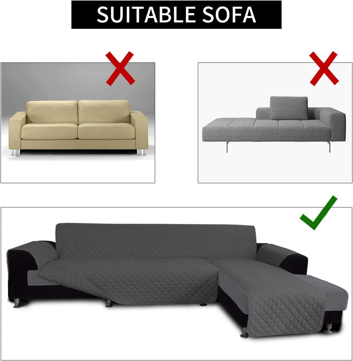Easy-Going Sectional Couch Covers for Dogs L Shape Sofa Cover Reversible Sofa Slipcover Chaise