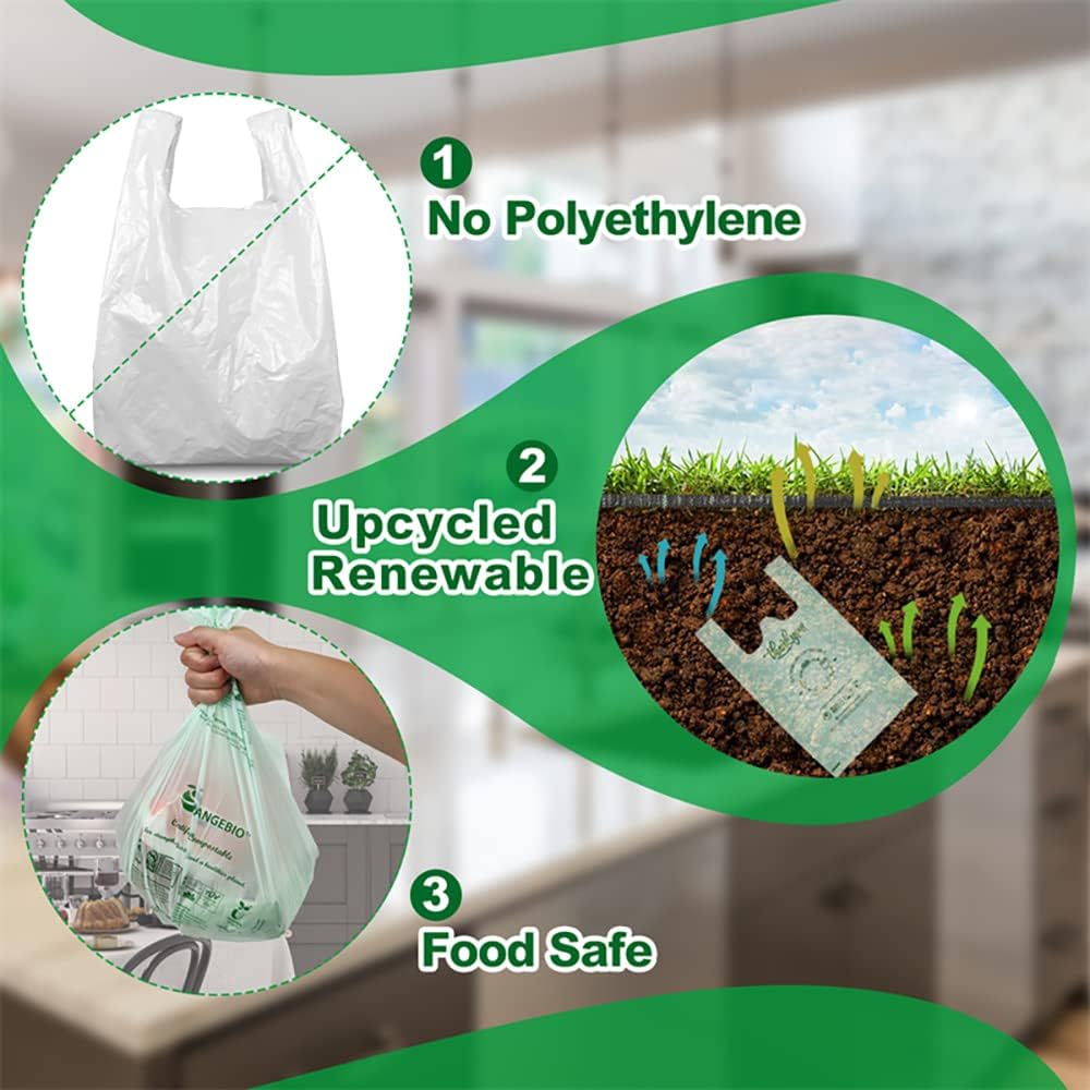 100% Home Compostable Trash Bags 13 Gallon Tall Kitchen, 50 Count, 0.9 Mil, Kitchen Compost Bags