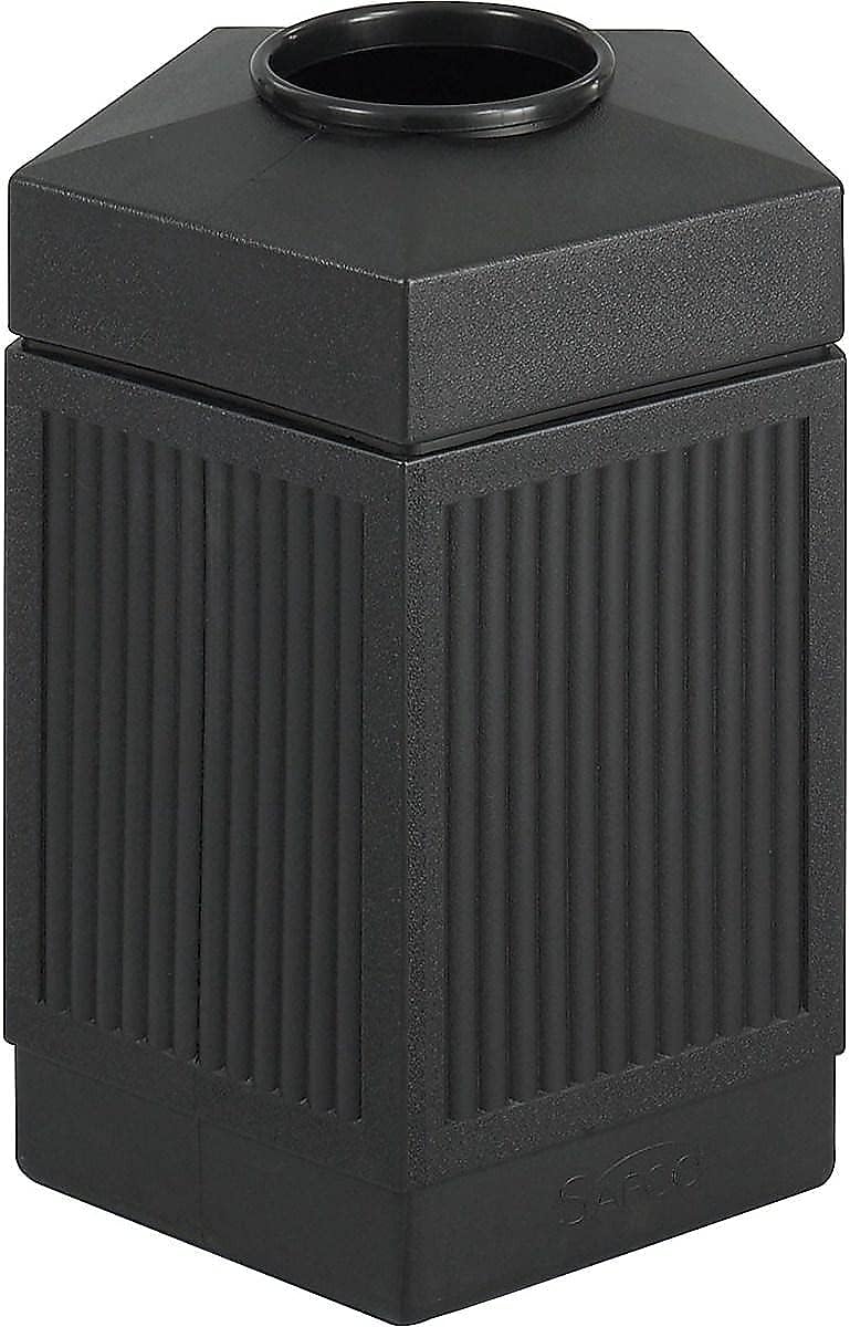 Safco Canmeleon Outdoor-Indoor Open Top Pentagon Trash Can 9486BL, Black, Decorative Fluted Panels