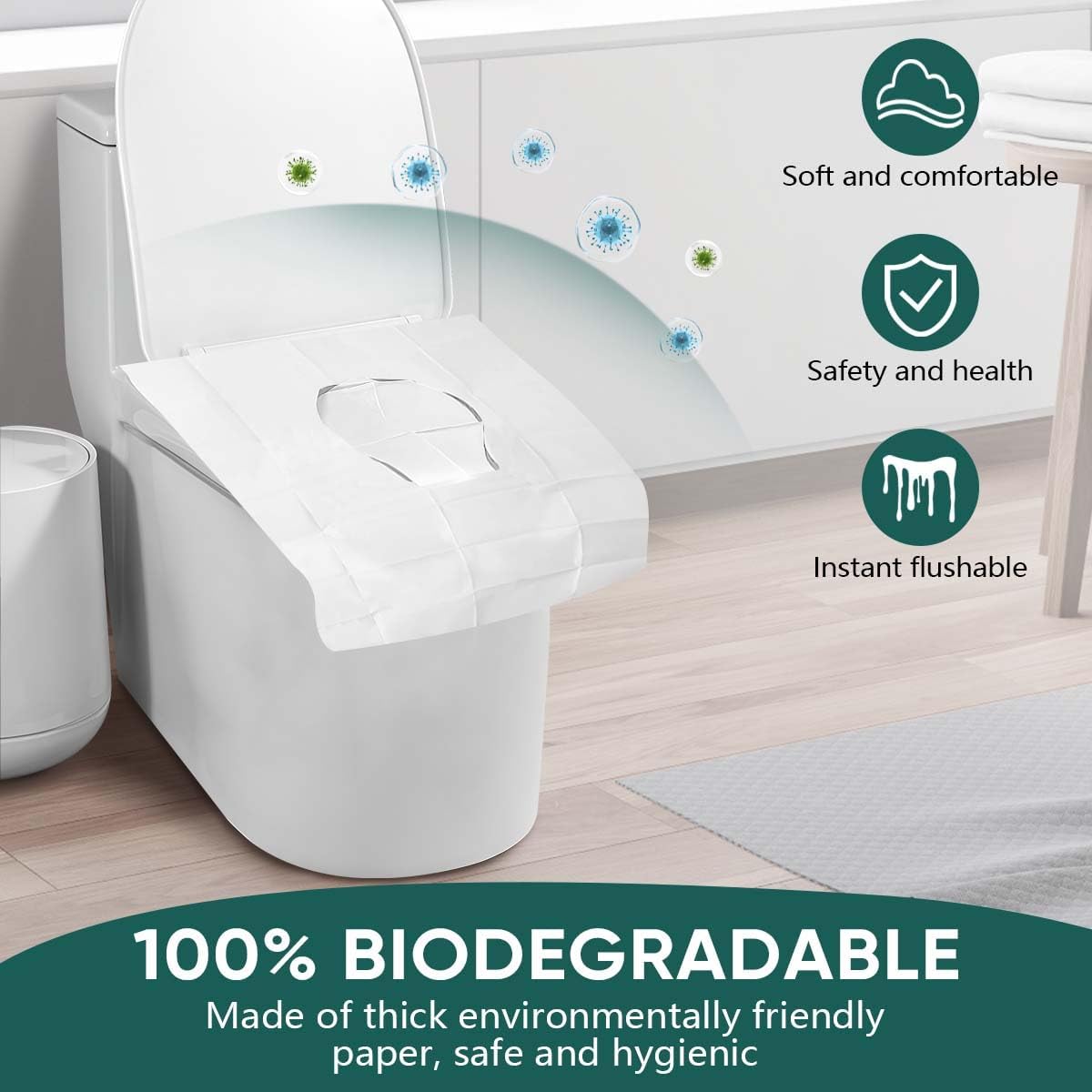 60 Pcs Disposable Flushable Paper Toilet Seat Covers Travel Supplies Essentials for Airplane