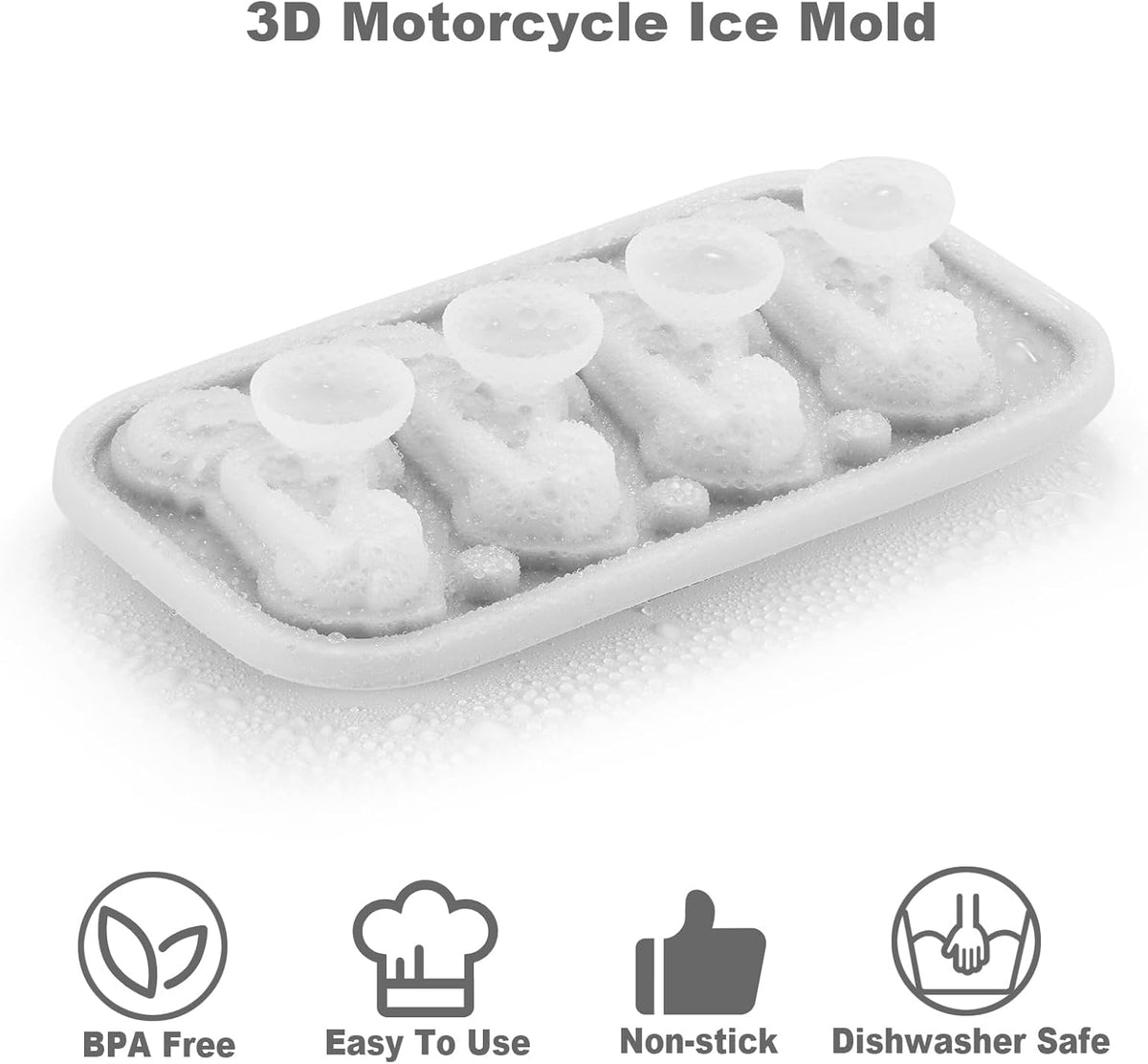 Nax Caki 3D Motorcycle Ice Cube Tray, Large Silicone Fun Shapes Ice Cube Mold for Whiskey