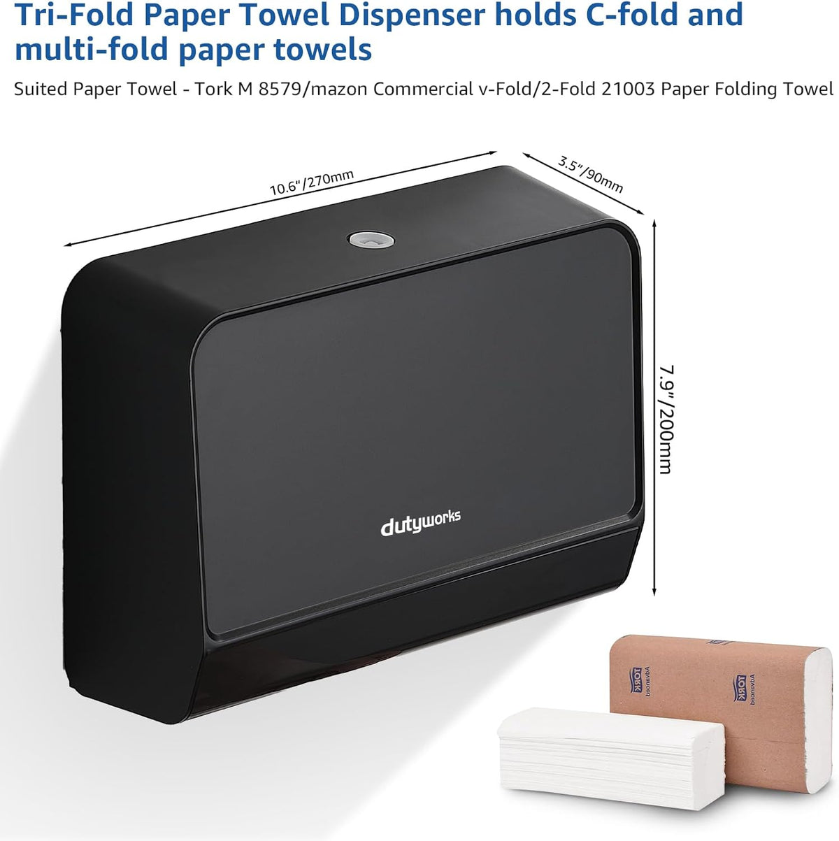 Paper Towel Dispenser Wall Mounted, Multifold Hand Towel Dispenser for Kitchen Bathroom Home