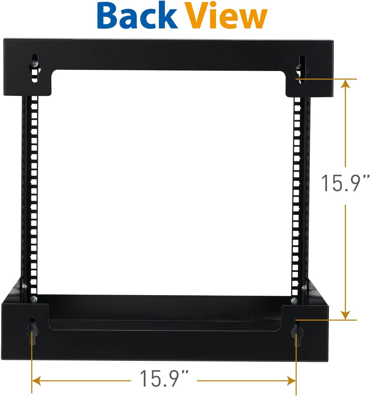 9U Wall Mount Rack Open Frame 19 Inch Server Equipment 2 Post Network Cabinet 18 inches Depth Black