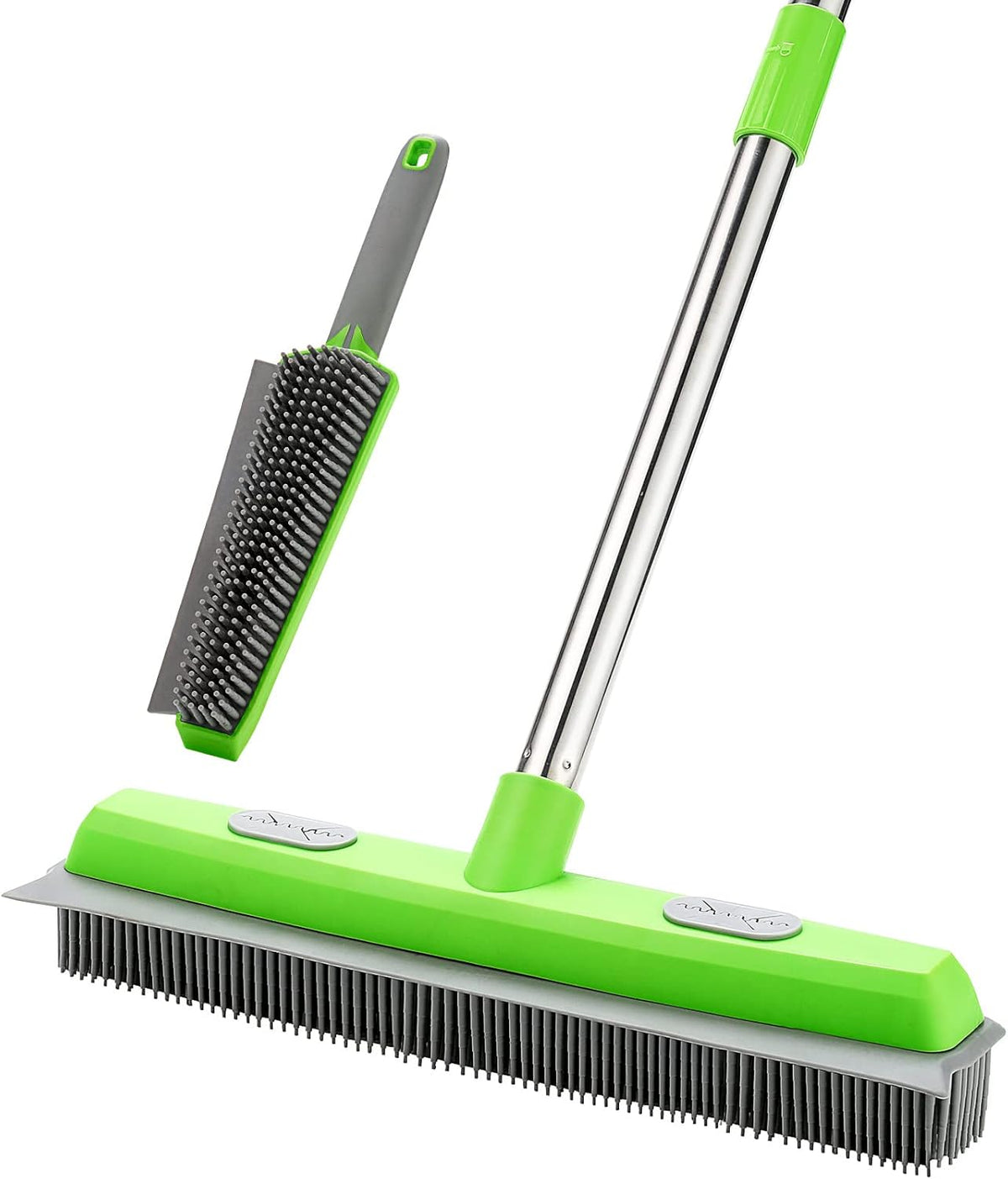 Rubber Broom with Squeegee for Carpet Pet Hair Remover,57 inch Long Handled Fur Remover