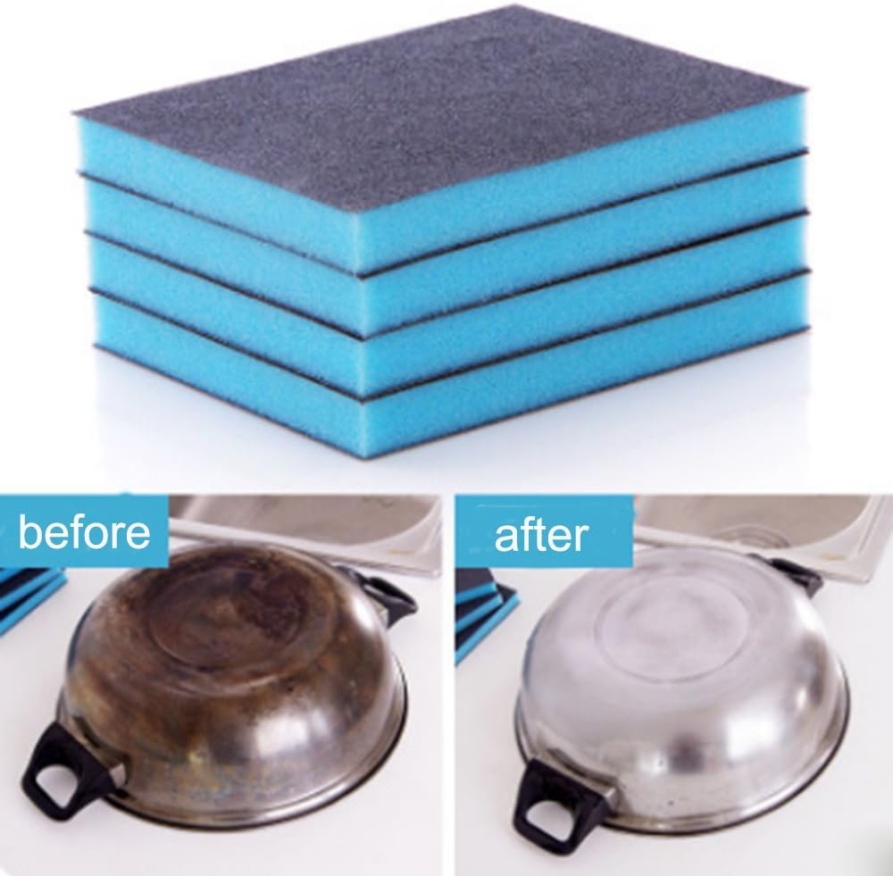 EORTA 8 Pcs Magic Cleaning Sponges Multi-Use Heavy Duty Scrub Scouring Eraser Pads with Carborundum