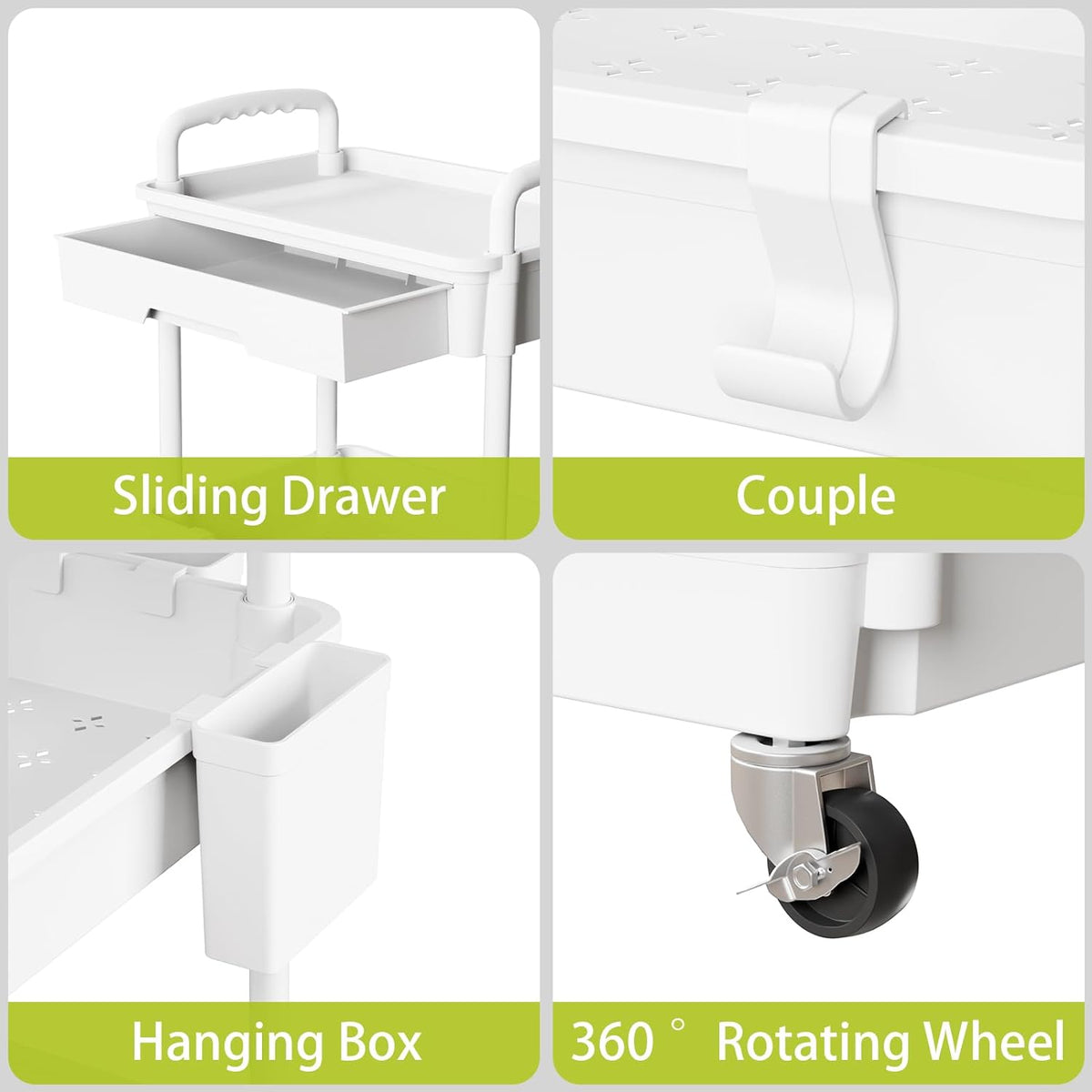 3 Tier Rolling Cart Organizer,Laundry Room Bathroom Organizers and Storage Office Shelves Mobile