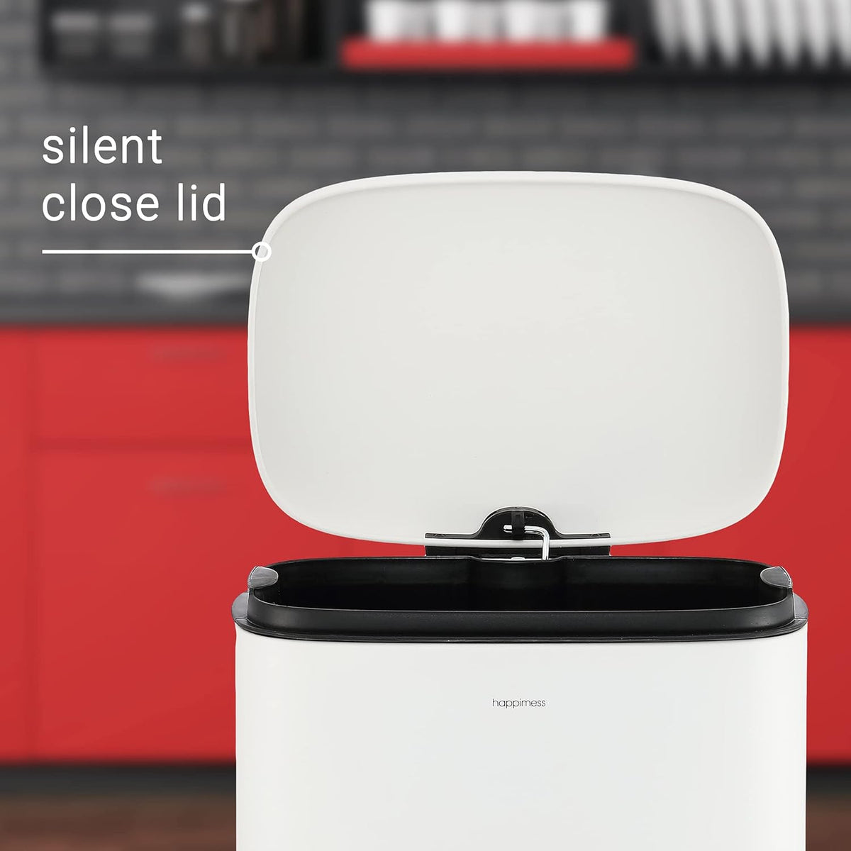 happimess HPM1011C Curtis 8-Gallon Step-Open Trash Can with Soft-Close Lid, Modern, Minimalistic