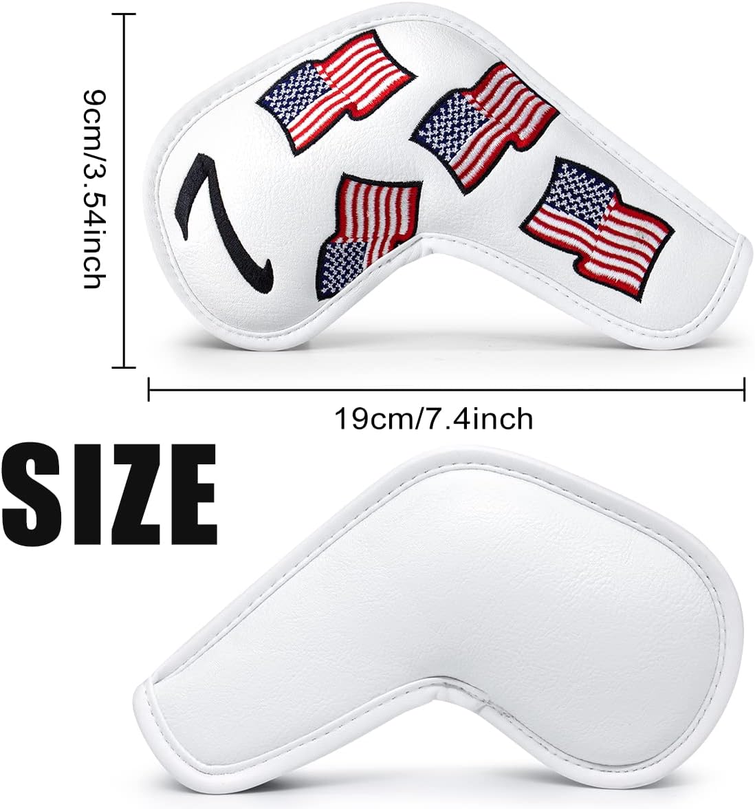 US Flag Golf Iron Covers Headcovers - 10pcs Patriotism Golf Club Covers for Irons - White Synthetic