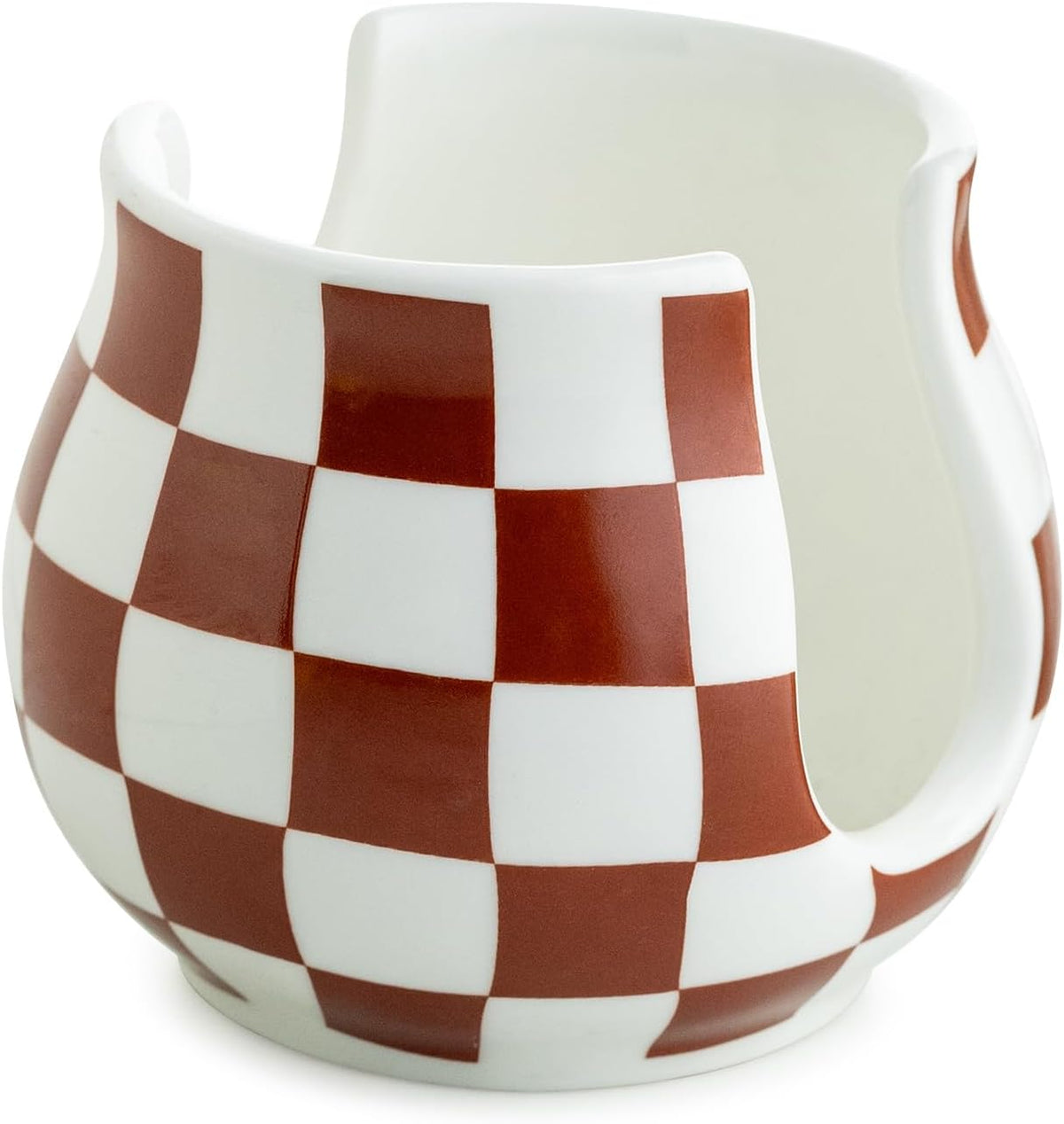 Checkered Sponge Holder for Kitchen Sink Counter, Ceramic Dish Sponge Caddy White Sink Organizer