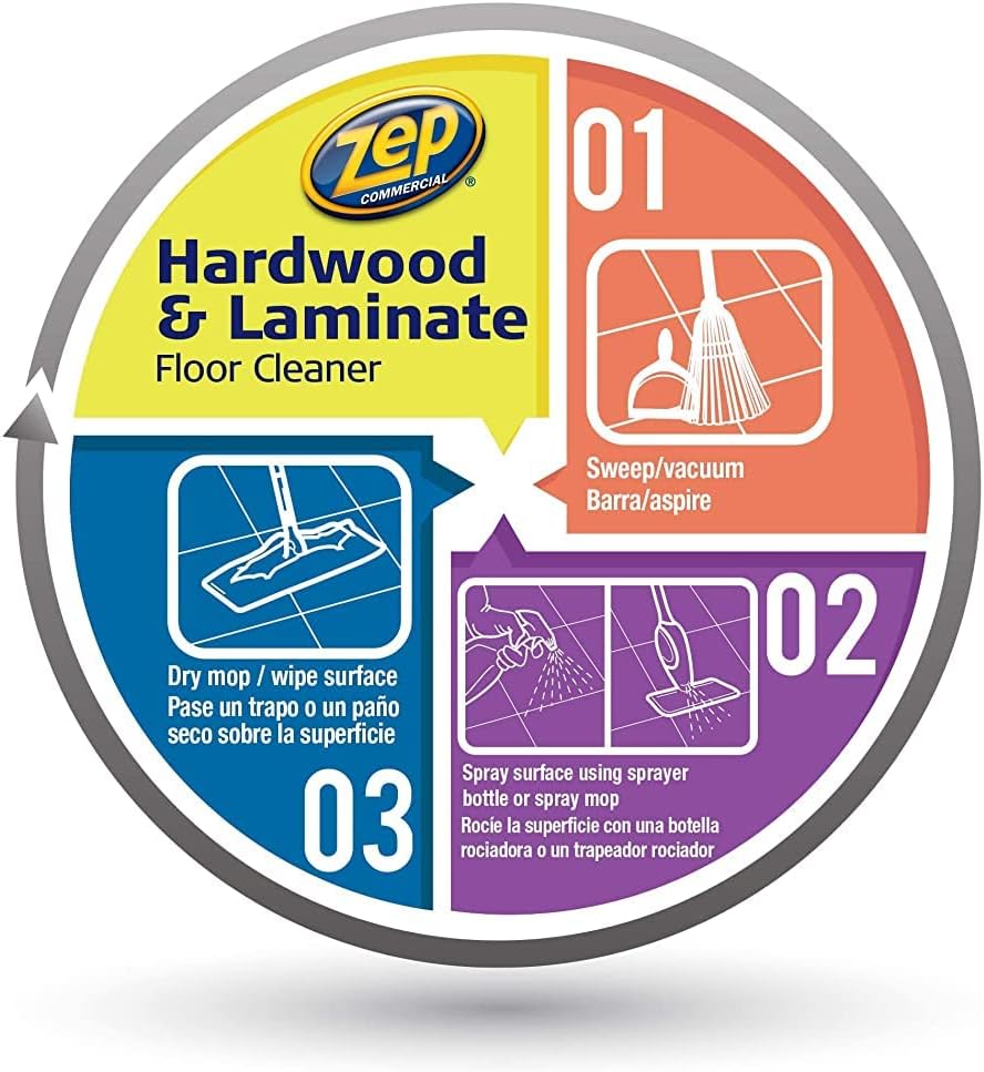 Zep Industrial Hardwood and Laminate Floor Cleaner - 1 Gallon - ZUHLF128 - Removes Spots, Stains