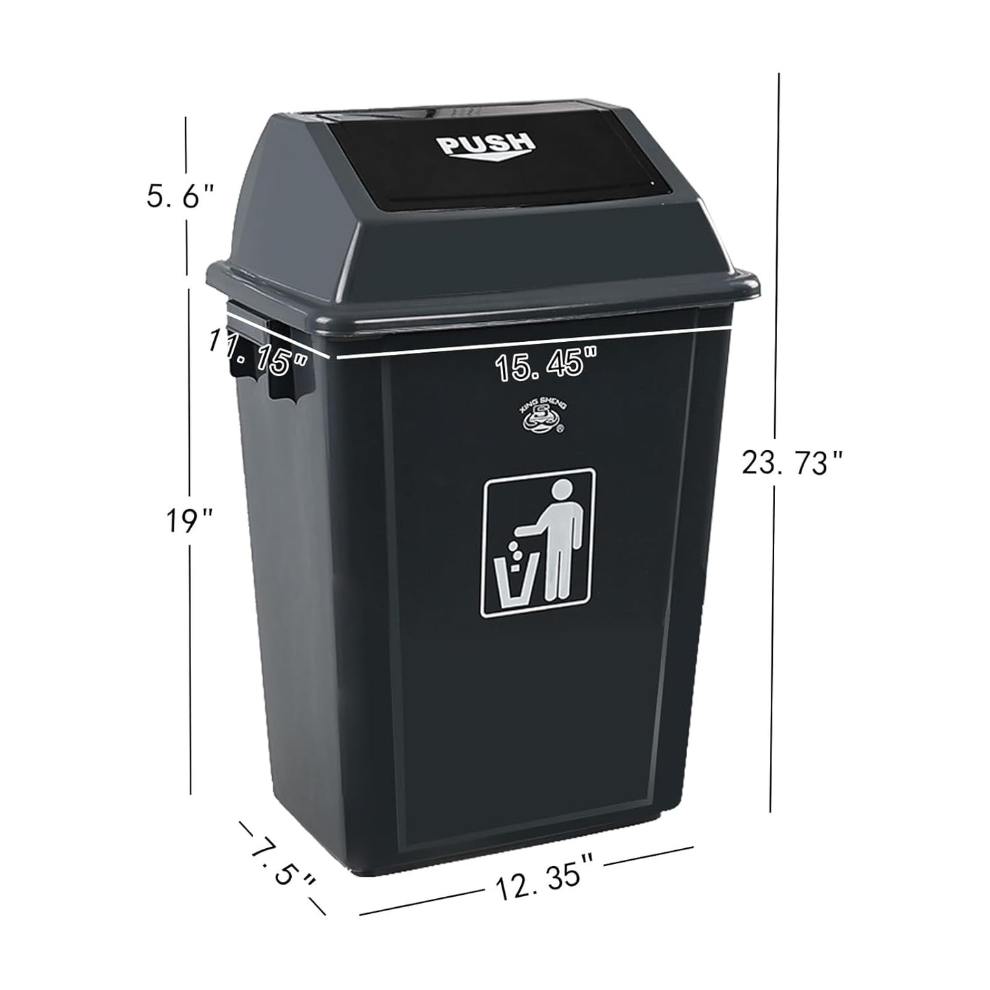 4 Packs 13 Gallon Commercial Heavy-Duty Trash/Garbage Can, Swing Lid Waste Container for