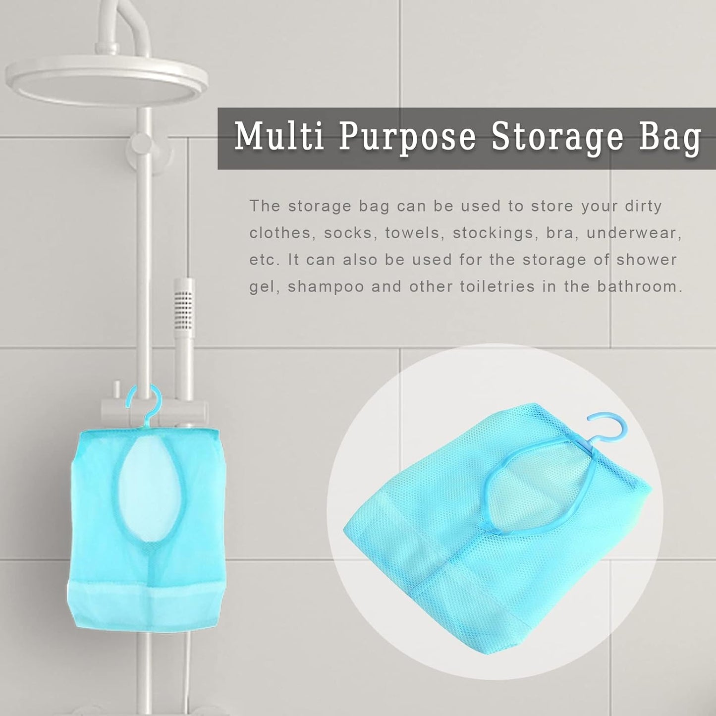 Clothespin Bag, Multi Purpose Hanging Mesh Storage Bag Clothespin Bag with Hanger for Socks