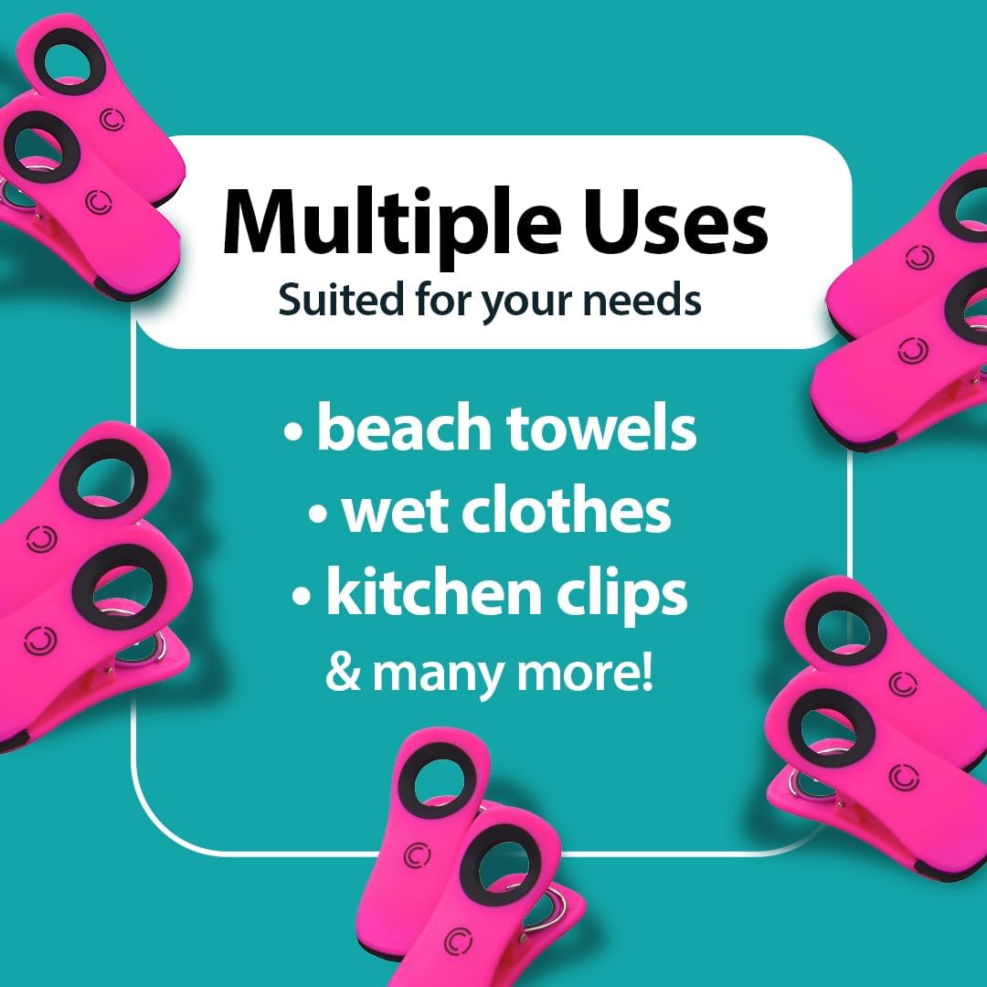 CoreClips Towel Clips for Beach Chairs - Set of 4 Pool Towel Holder Clips for Lounge Chairs on
