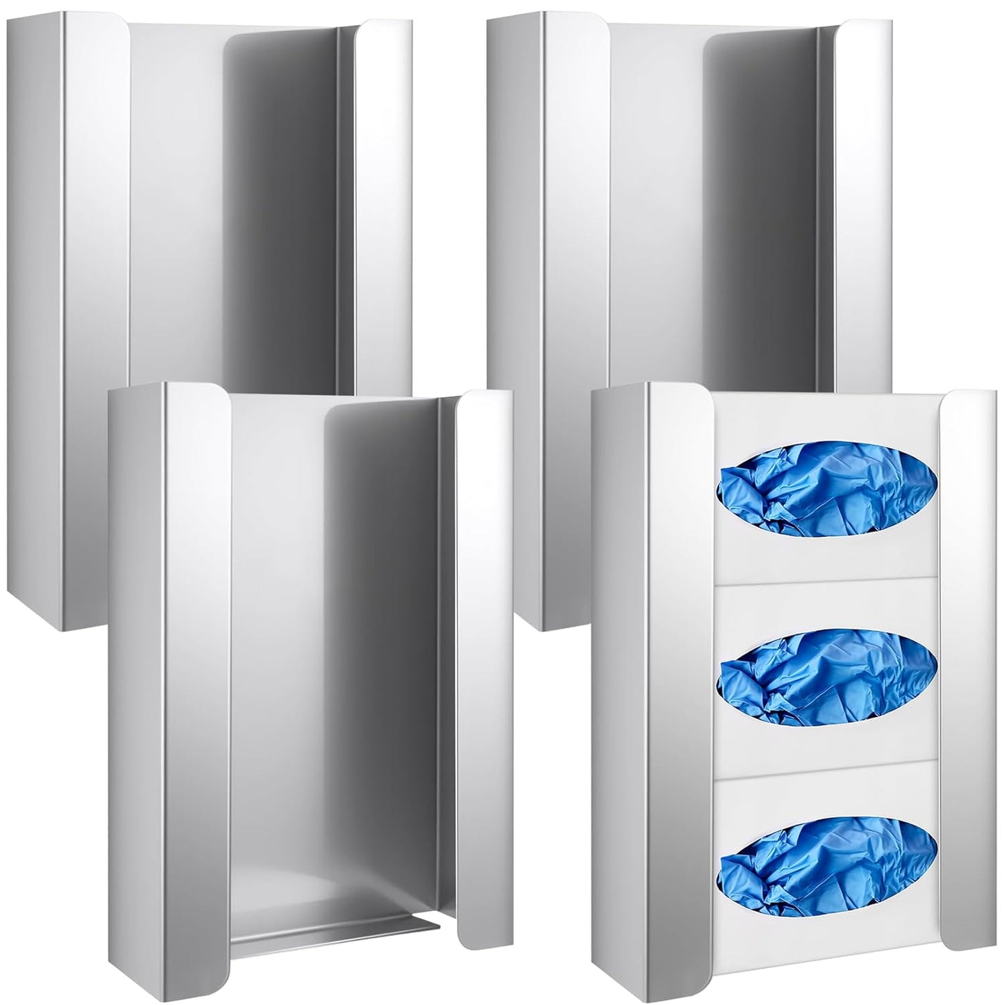 Blulu 4 Pack Glove Box Holder/Dispenser Stainless Steel Triple Wall Mounted Glove Box Organizer