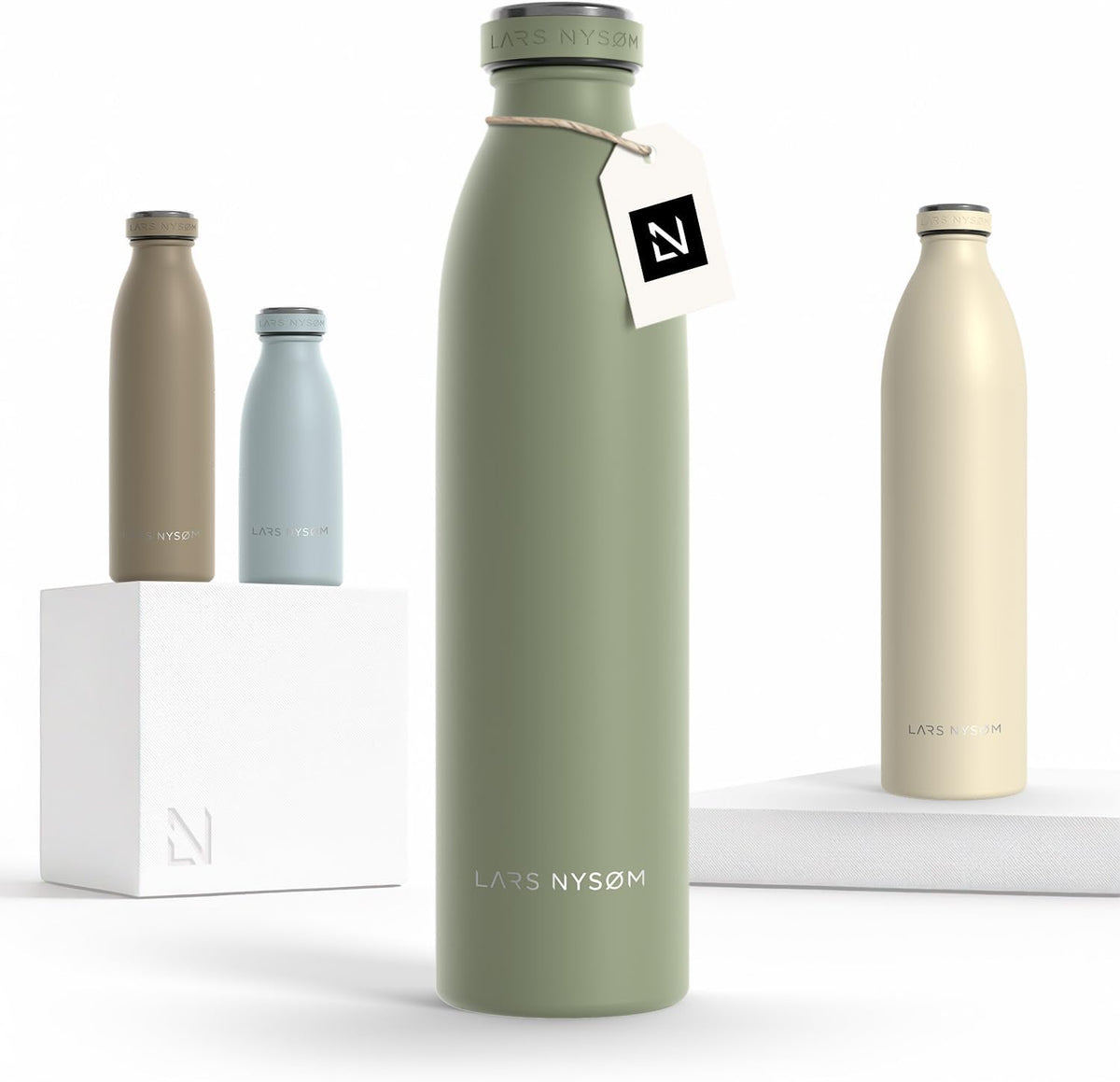 LARS NYSØM Stainless Steel Insulated Water Bottle 12oz 17oz 25oz 34oz 51oz | Insulated Thermo Flask