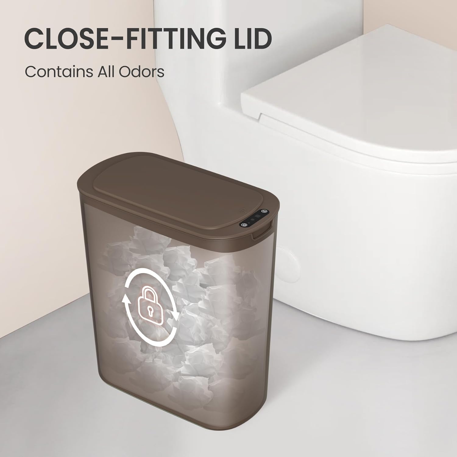 Cesun Automatic Motion Sensor Bathroom Trash Can with Lid, 2.6 Gallon Touchless Trash Bin, Smart