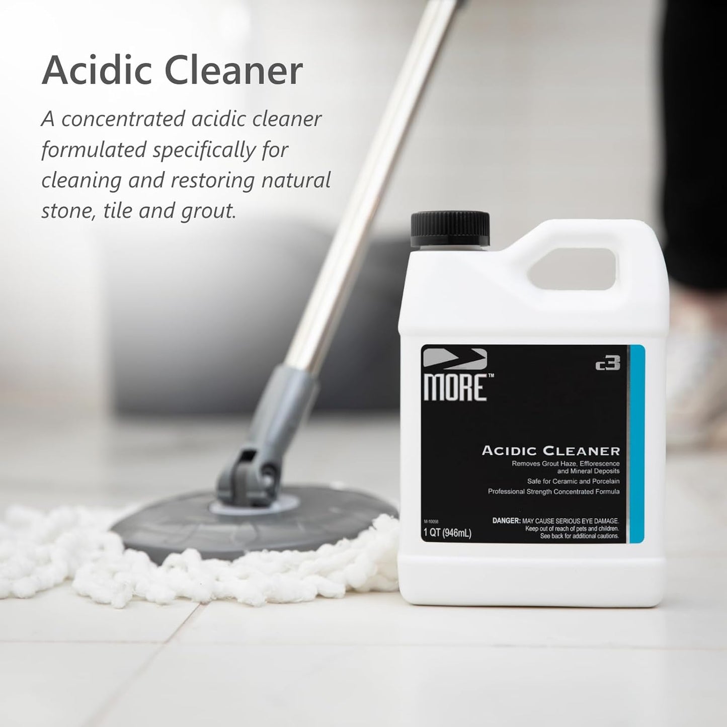 MORE Grout Cleaner for Tile Floors - Acidic Grout Cleaning Solution - Removes Cement-Based Grout