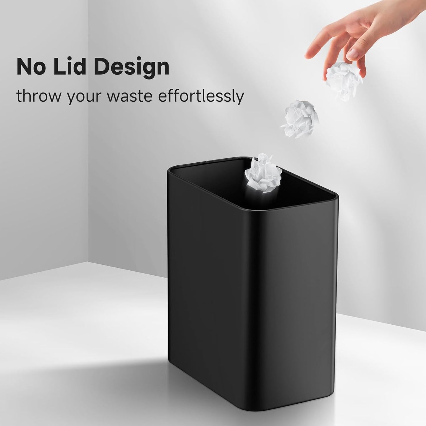 TIPGO Small Metal Trash Can, 2.1 Gallon Slim Trash Can for Bathroom, Wastebasket Garbage Bin for