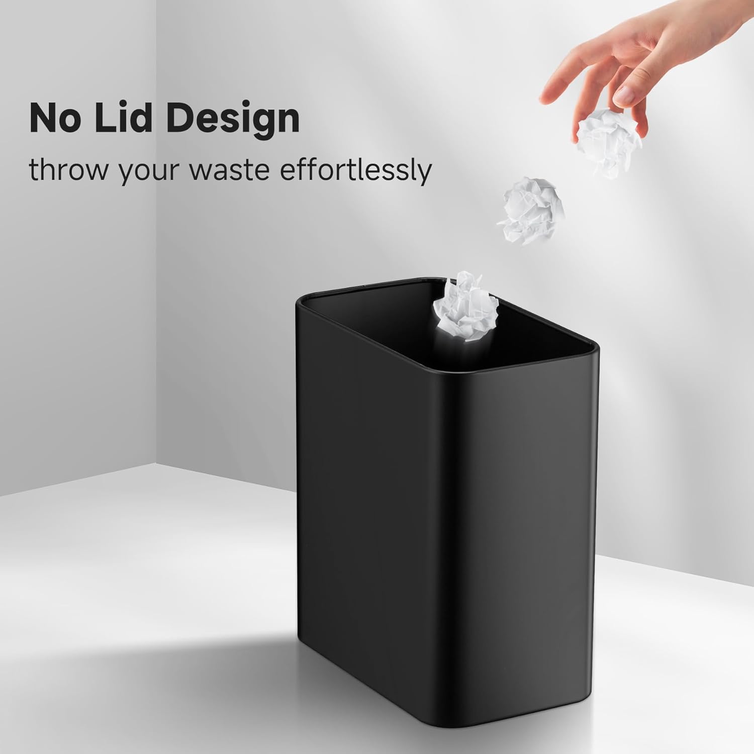 TIPGO Small Metal Trash Can, 2.1 Gallon Slim Trash Can for Bathroom, Wastebasket Garbage Bin for