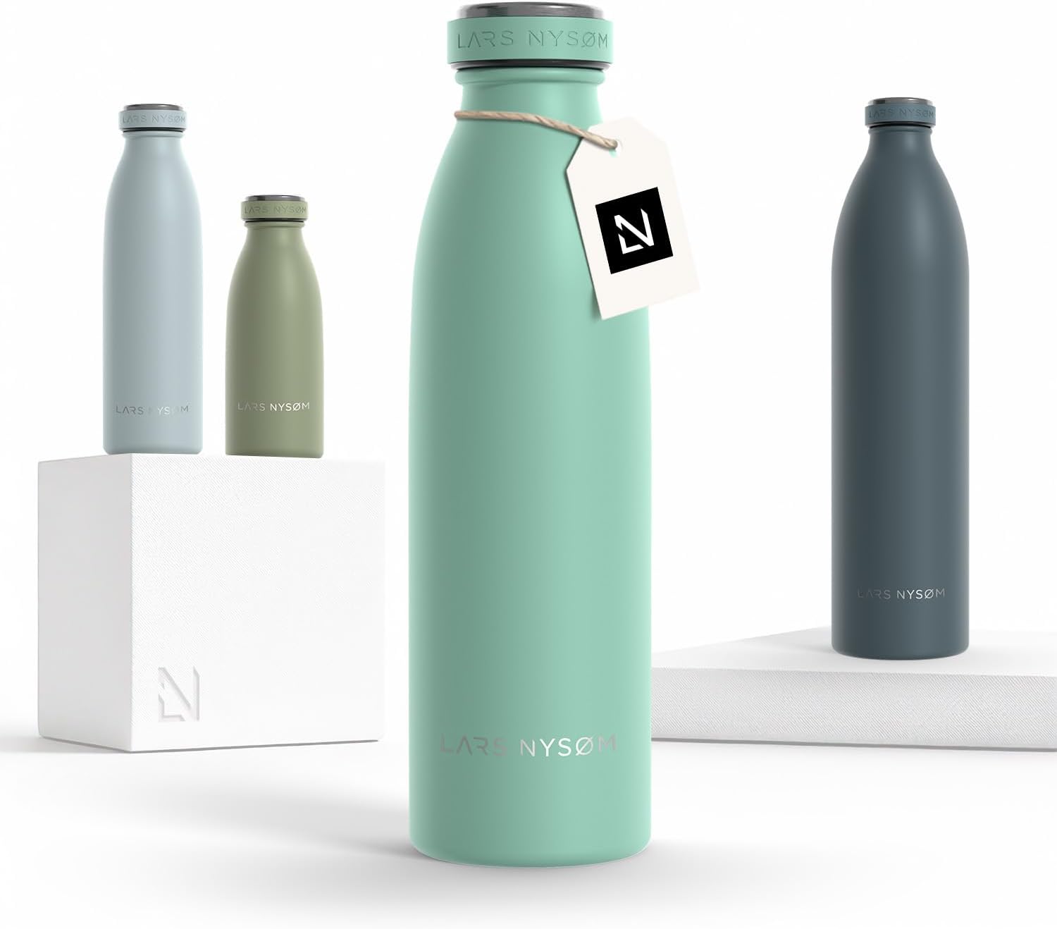LARS NYSØM Stainless Steel Insulated Water Bottle 12oz 17oz 25oz 34oz 51oz | Insulated Thermo Flask