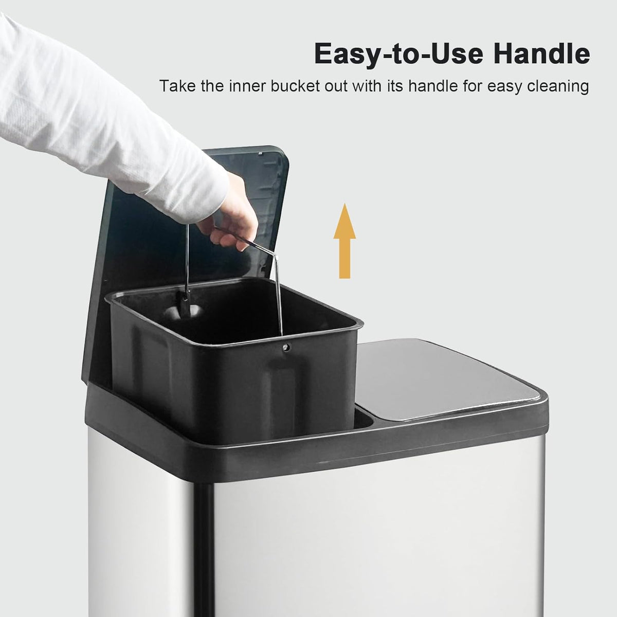 Dual Trash Can, 60 Liter/16 Gallon Dual Bin Trash Can with Lids, Trash and Recycling Bin Combo