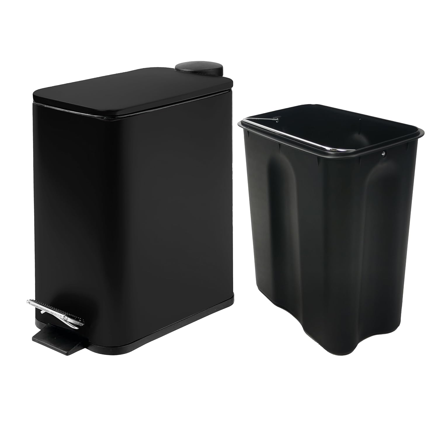 Stainless Steel Small Trash Can with Lid & Step Pedal - 6 Liters/1.6 Gallon Soft Close Garbage Can