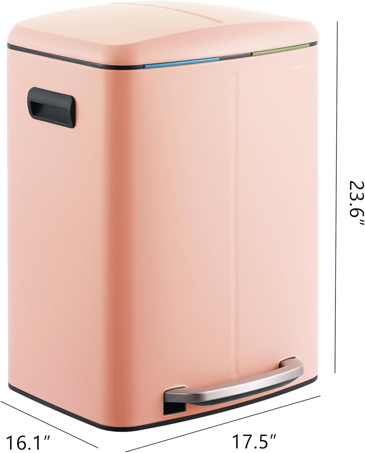 happimess HPM1005G Marco Rectangular 10.6-Gallon Double Bucket Trash Can with Soft-Close Lid