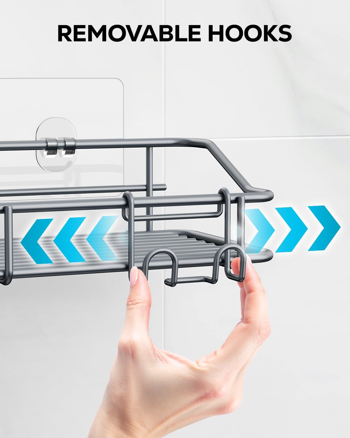Nieifi Shower Caddy Shelf with Hooks Storage Rack Organizer Adhesive Stainless Steel Without