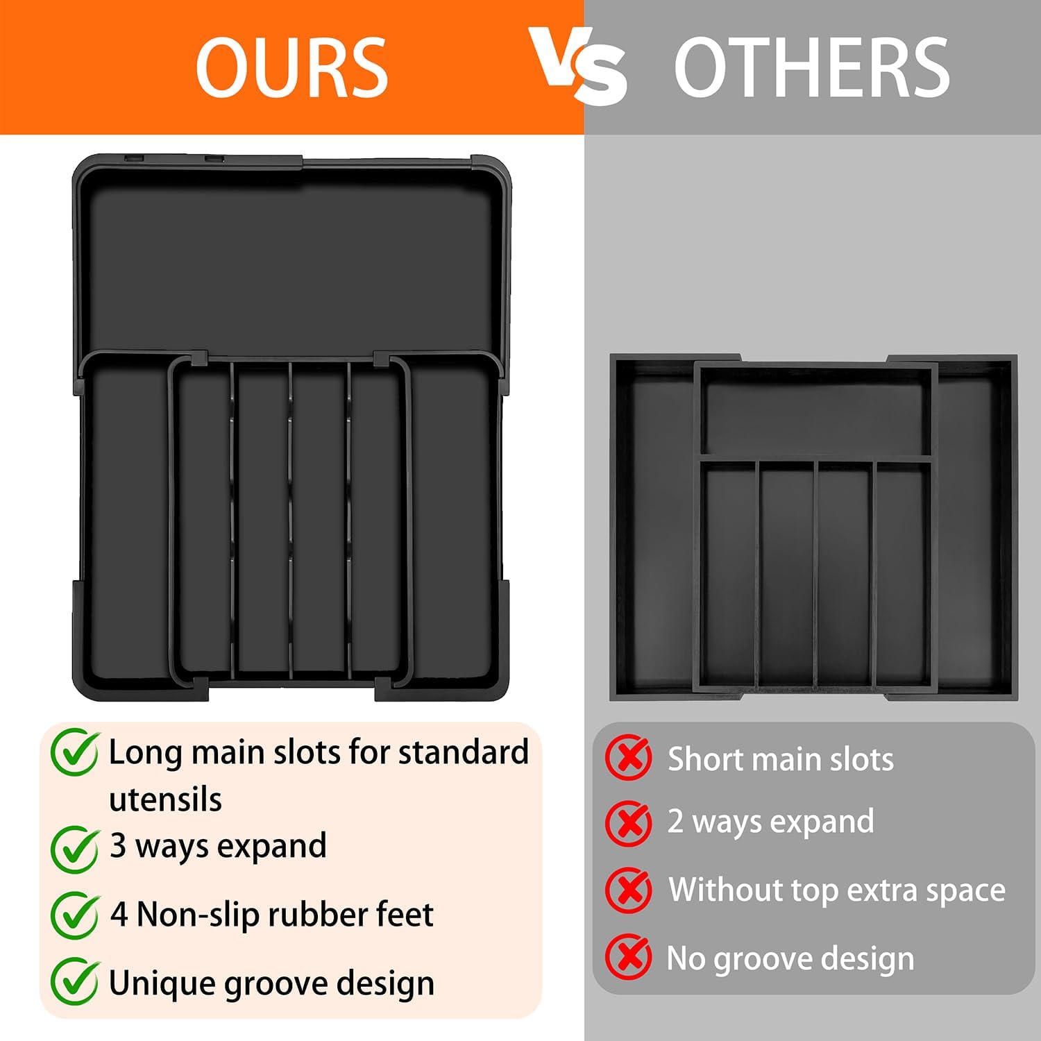 Silverware Organizer - Expandable Kitchen Drawer Organizer, Utensil Drawer Organizer, Adjustable
