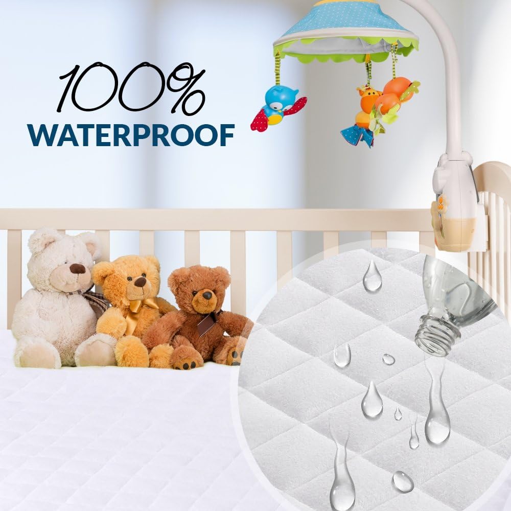 Mini Crib Mattress Protector 100% Waterproof, Noiseless – Viscose Made from Quilted Ultra Soft