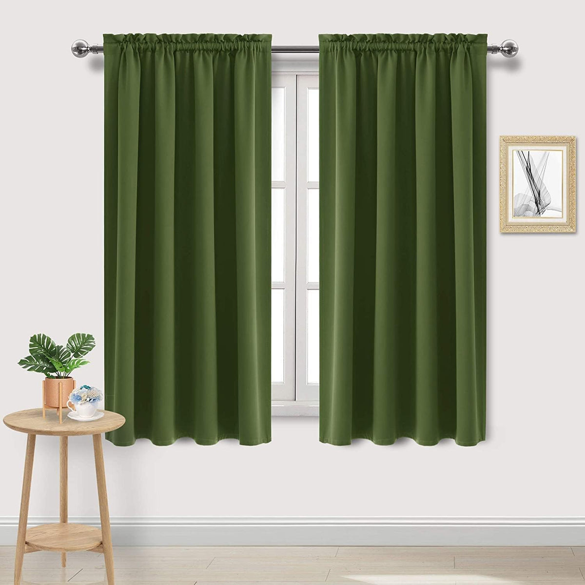 DWCN Olive Green Room Darkening Blackout Curtains - Thermal Insulated Privacy Energy Saving Window