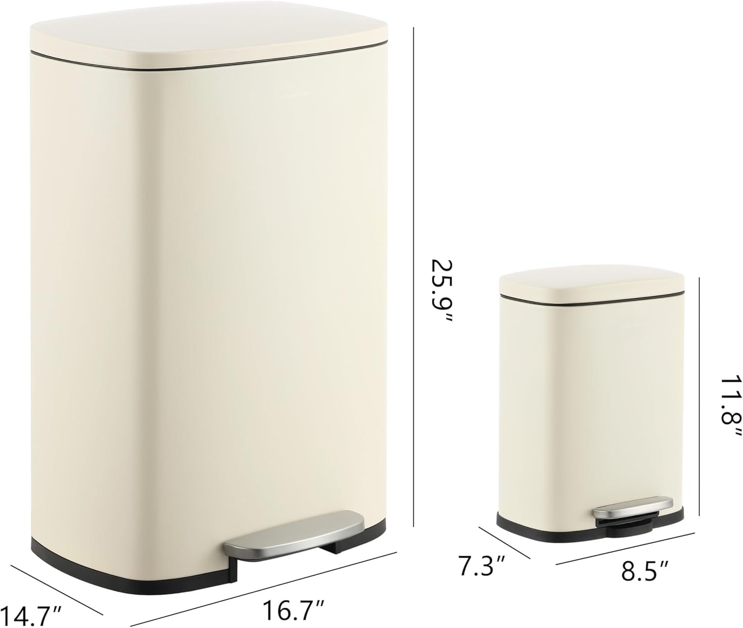 happimess HPM1006F Connor Rectangular 13-Gallon Trash Can with Soft-Close Lid and Free Mini Trash