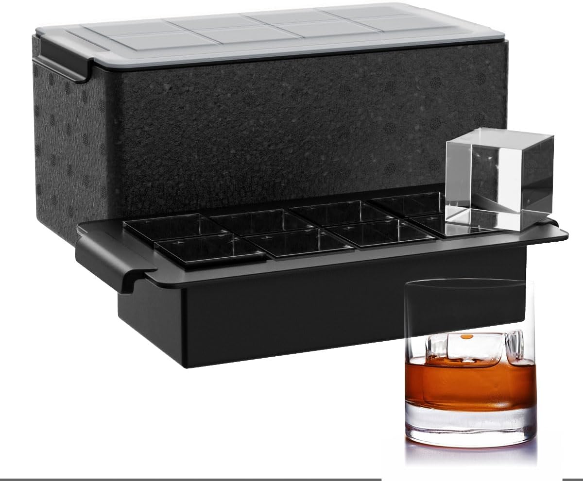 Clear Ice Cube Tray for Whiskey: FDDBI 2Inch Clear Ice Cube Maker - Silicone Large Ice Cube Tray